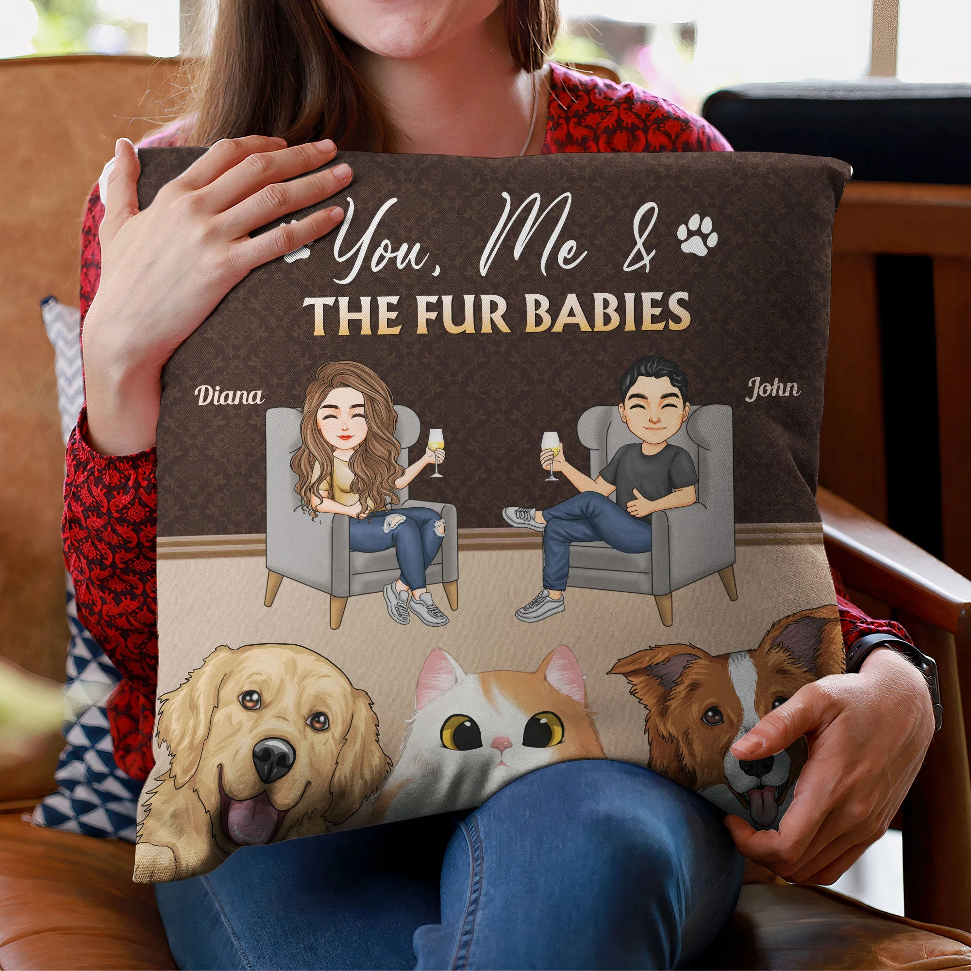 You Me Our Fur Babies - Personalized Pillow (Insert Included) - Image 3