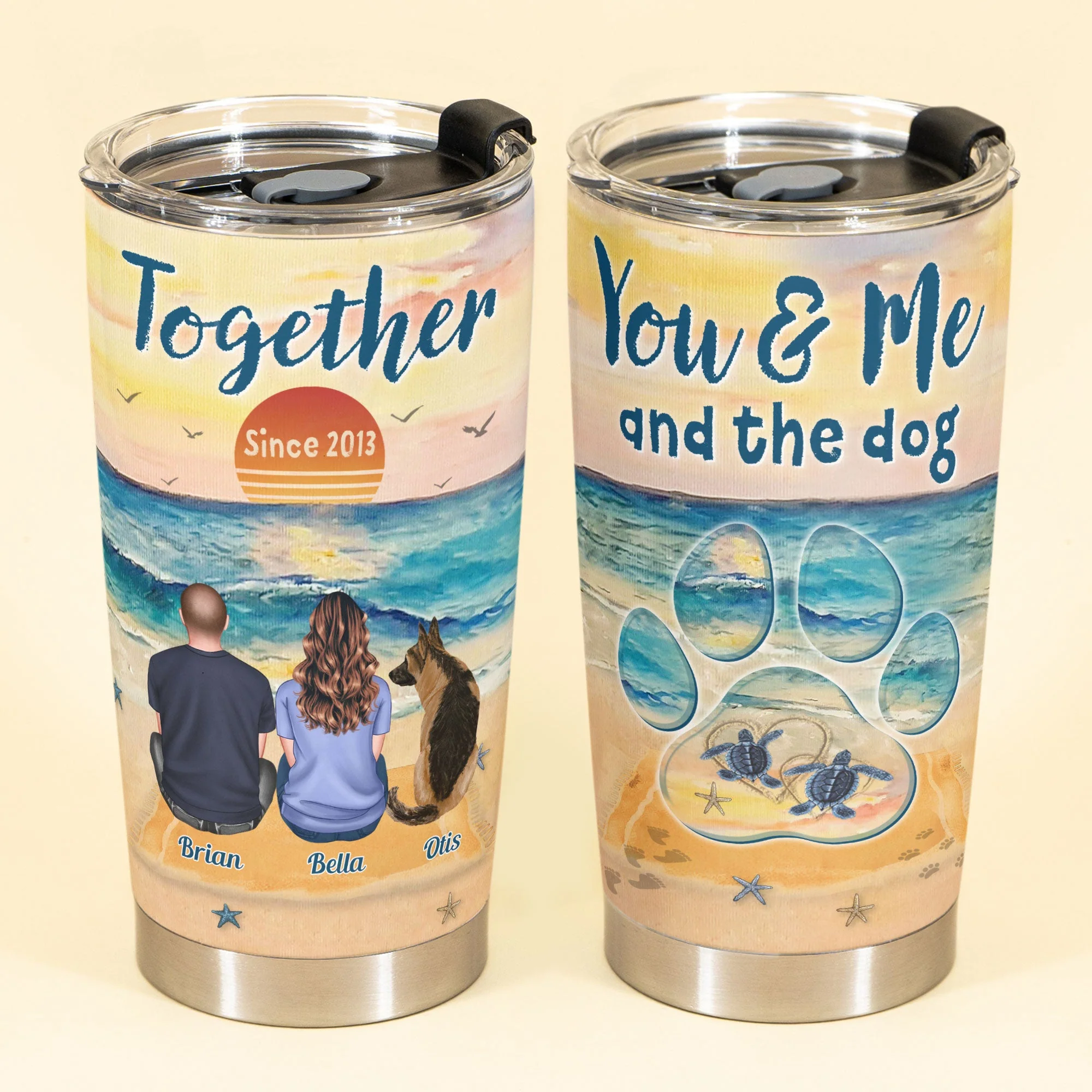 You & Me & The Dogs - Personalized Tumbler Cup - Image 2