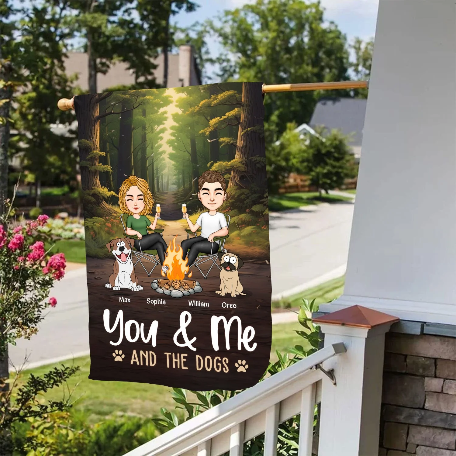 You & Me & The Pets - Personalized Garden Flag - Image 6
