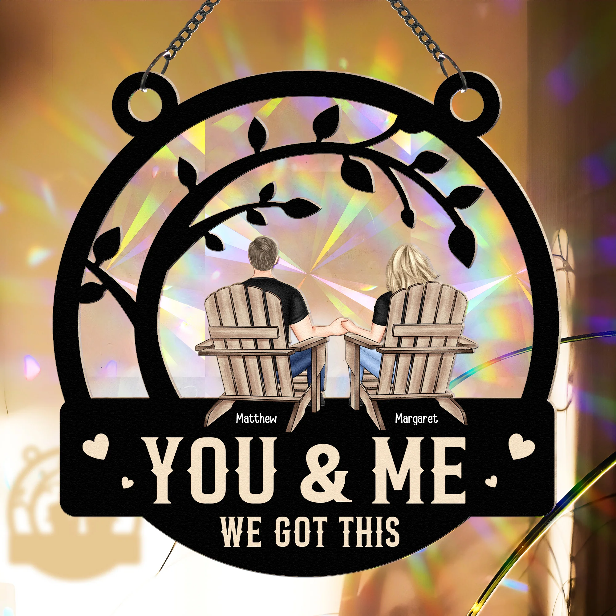 You & Me We Got This Anniversary Gift - Personalized Rainbow Suncatcher - Image 4