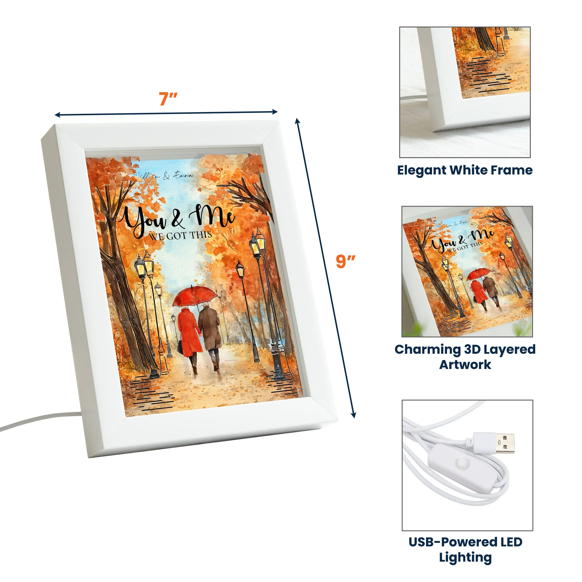 You & Me We Got This Art - Personalized 3D Lighted Shadow Box - Image 8