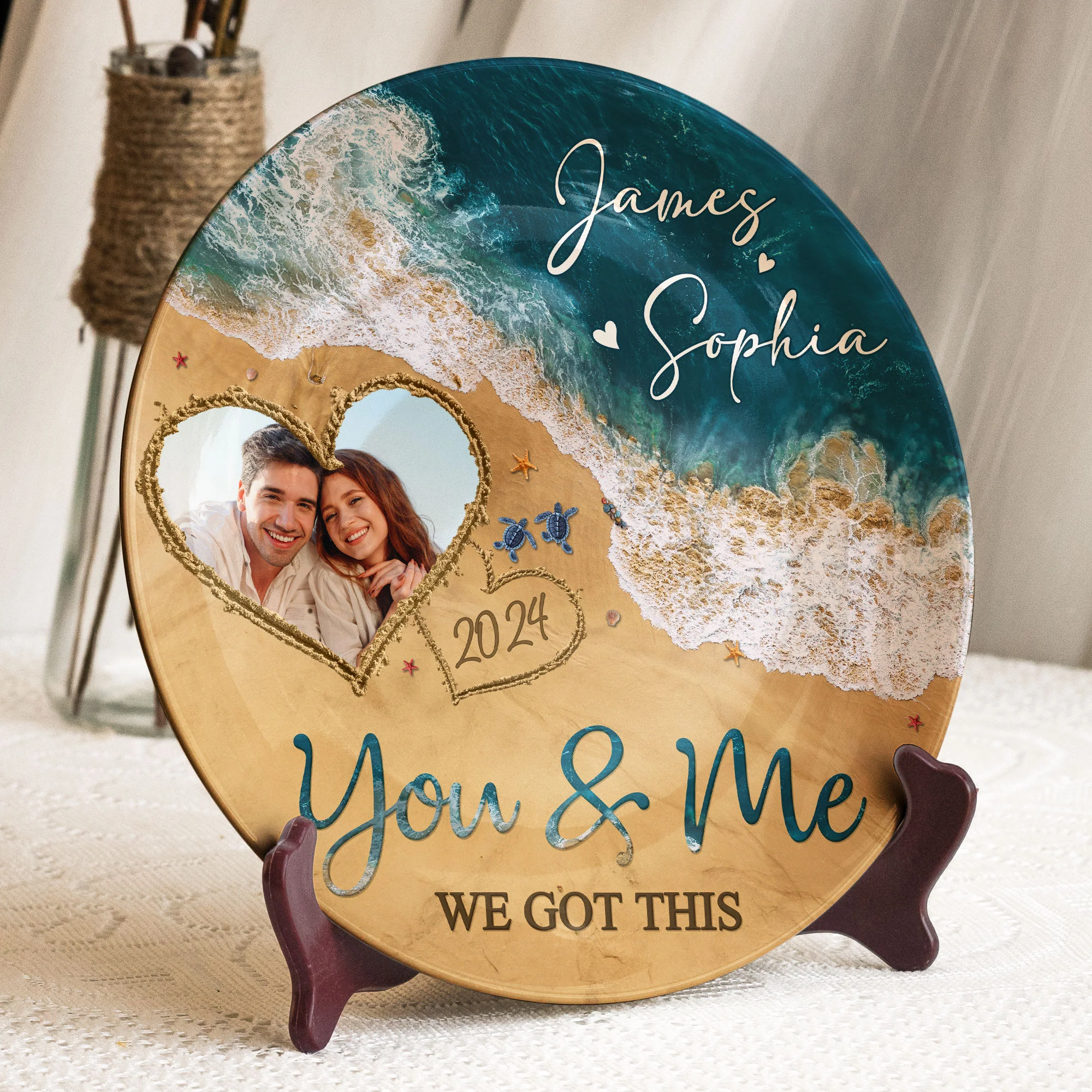 You & Me We Got This Beach Scene - Personalized Ceramic Photo Plate - Image 4