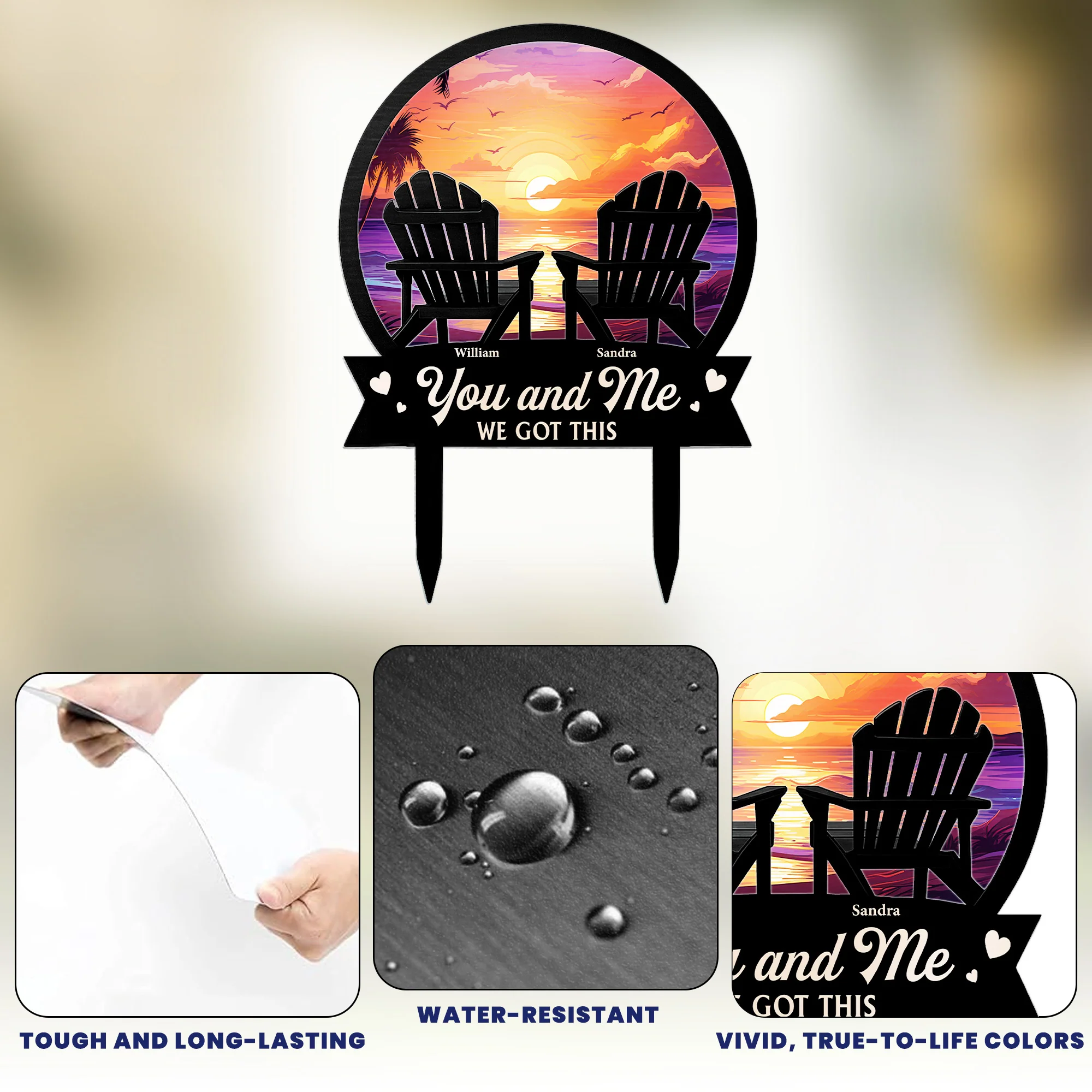 You & Me We Got This Beach Scene - Personalized Metal Garden Stake - Image 6