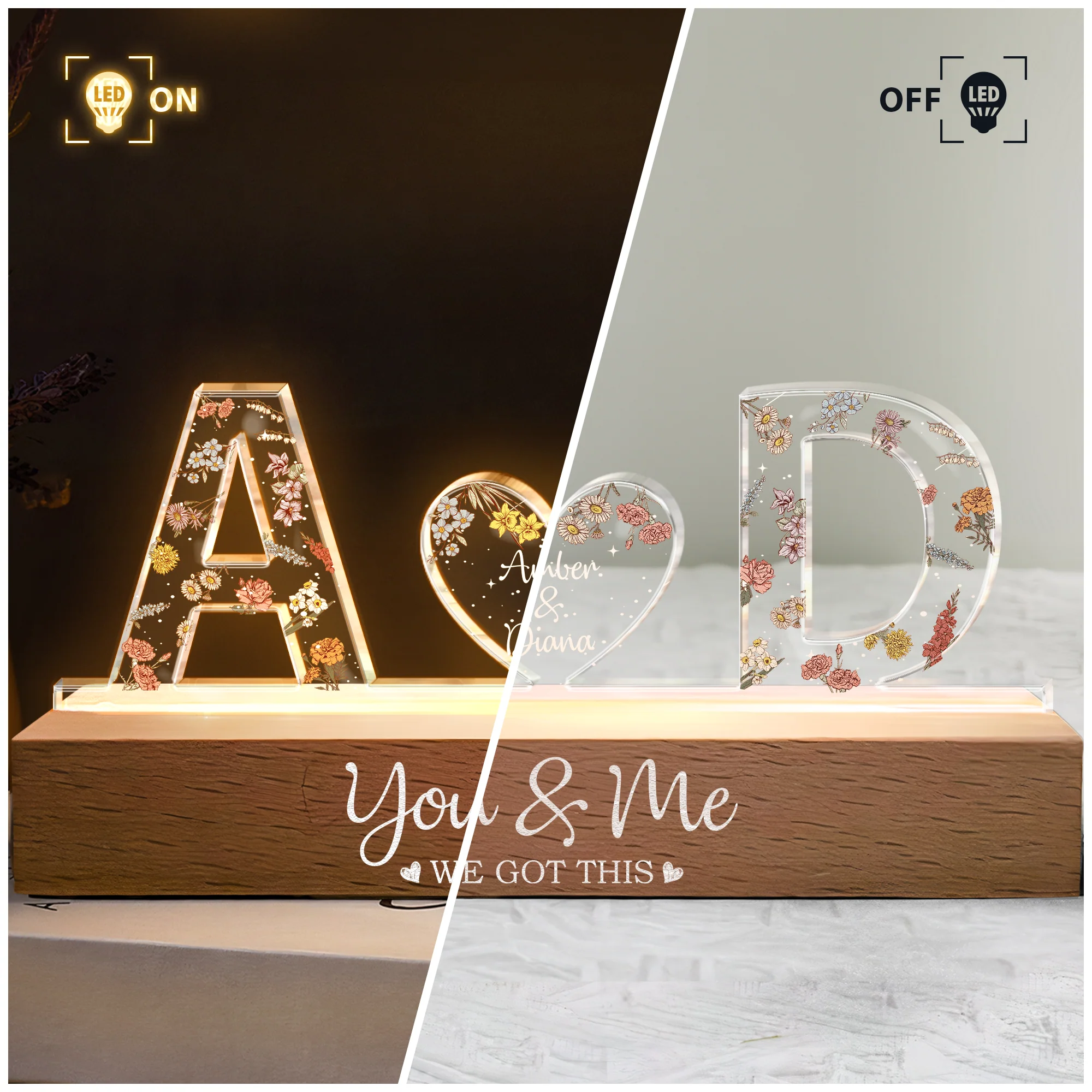 You & Me We Got This Custom Name - Personalized LED Night Light - Image 3