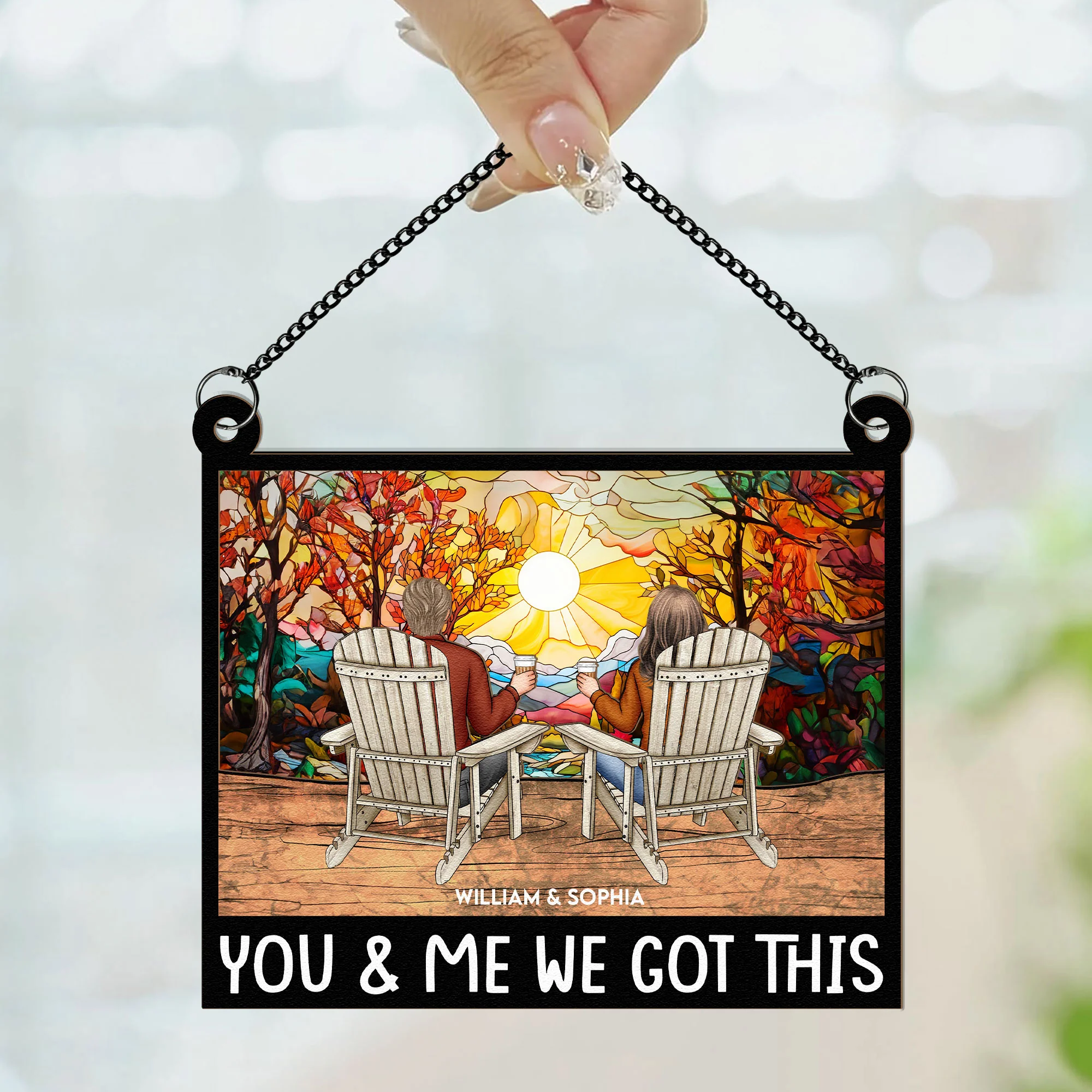 You & Me We Got This - Fall Version - Personalized Window Hanging Suncatcher Ornament - Image 2