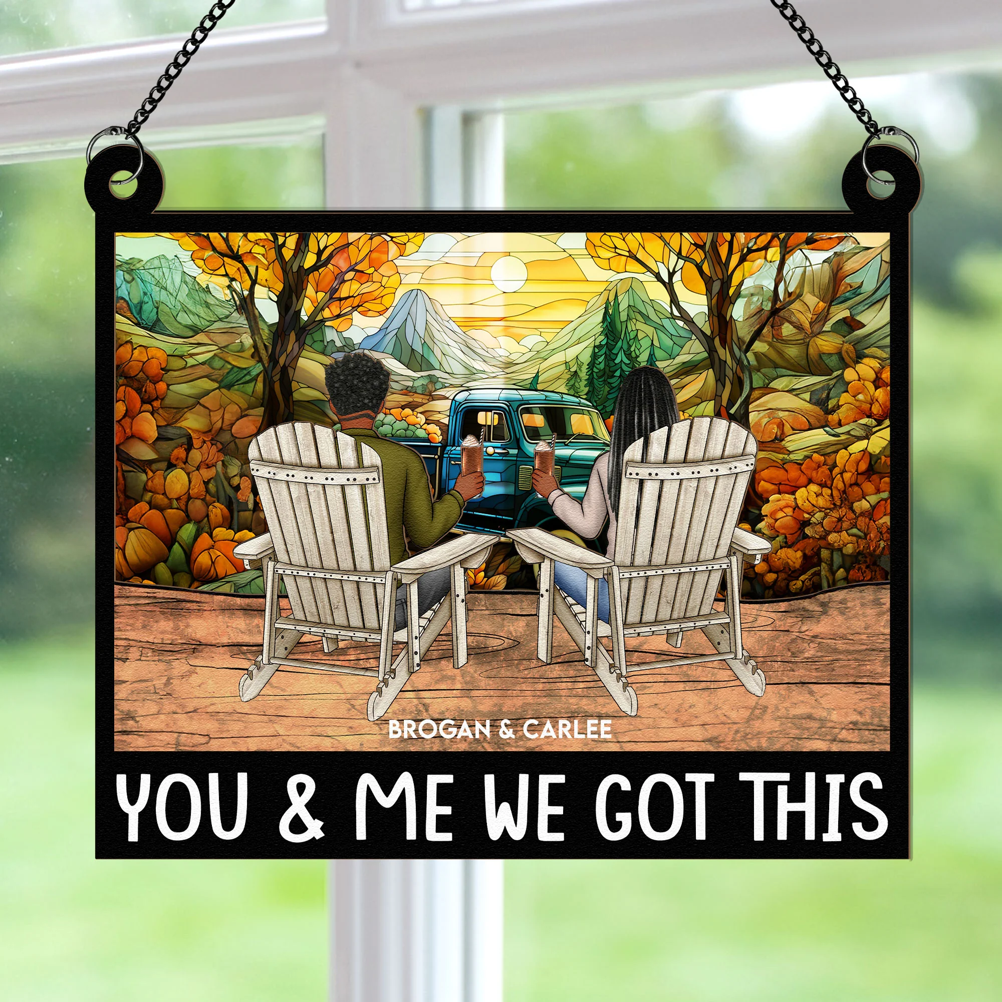 You & Me We Got This - Fall Version - Personalized Window Hanging Suncatcher Ornament - Image 3