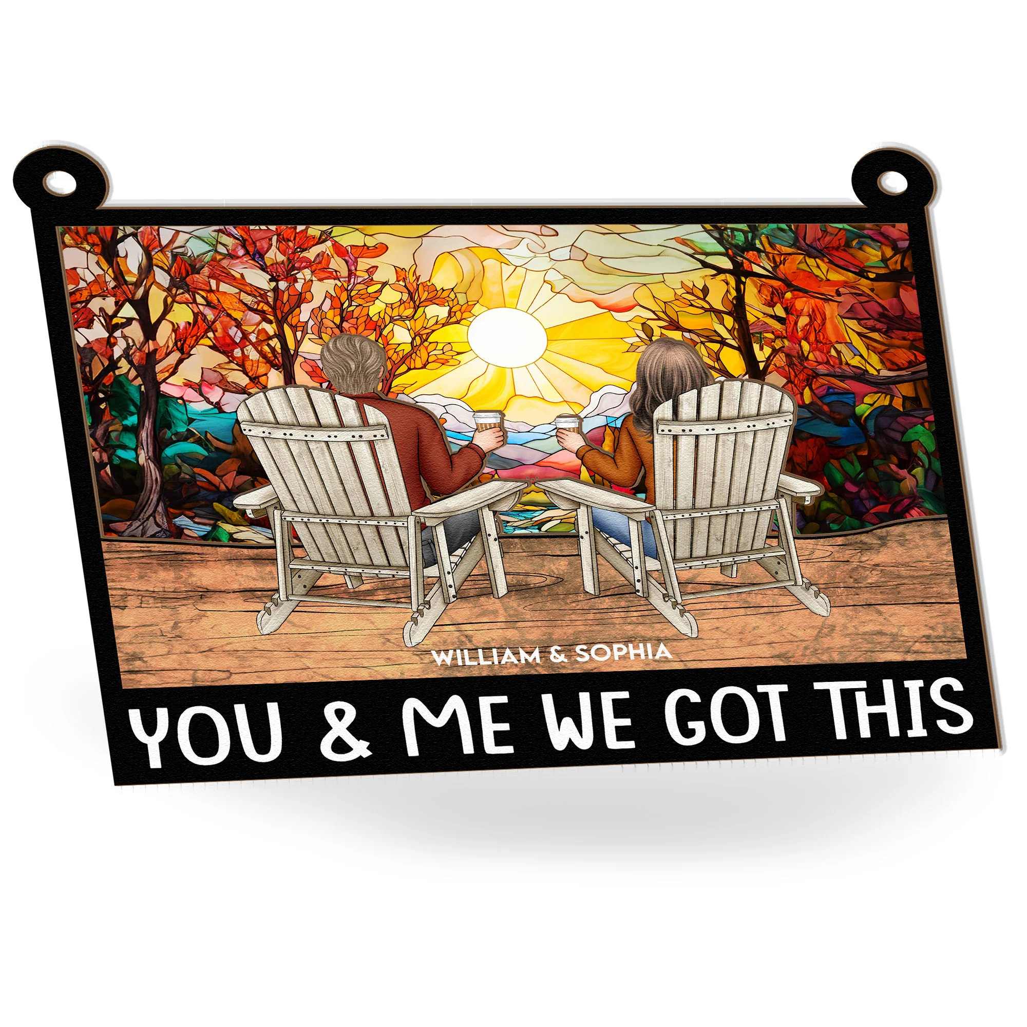 You & Me We Got This - Fall Version - Personalized Window Hanging Suncatcher Ornament - Image 4