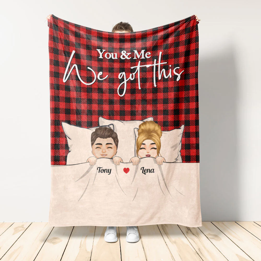 You & Me We Got This - Personalized Blanket - Couple In Bed