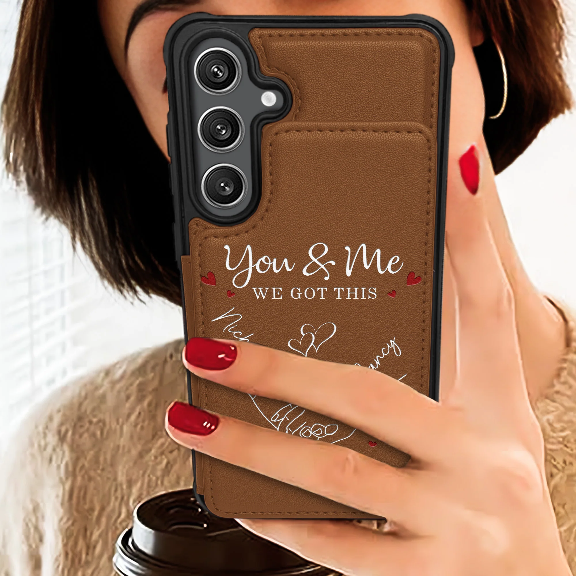 You & Me We Got This - Personalized Leather Flip Wallet Phone Case - Image 5