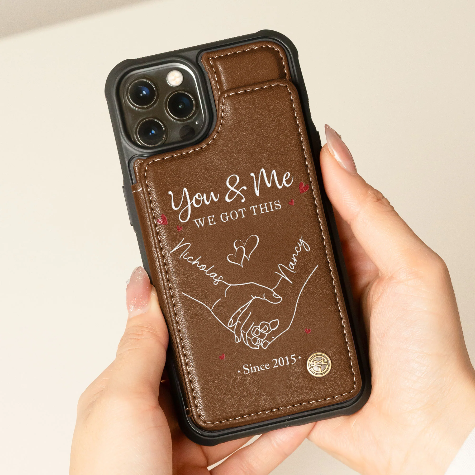 You & Me We Got This - Personalized Leather Flip Wallet Phone Case - Image 4