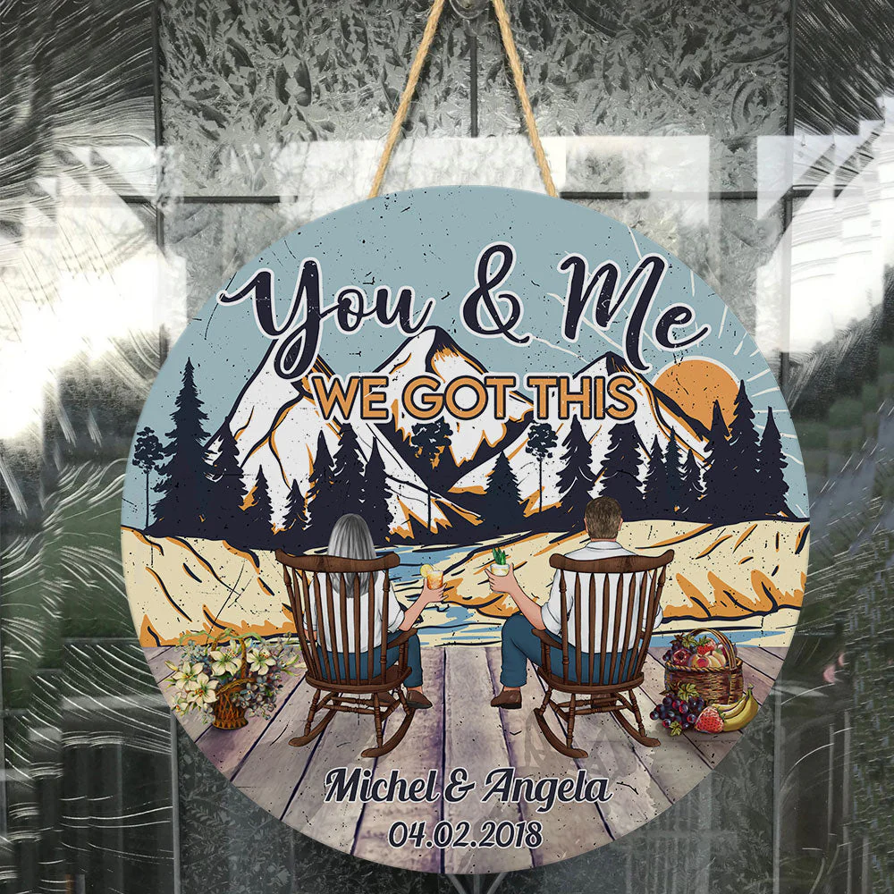 You & Me We Got This - Personalized Round Wood Sign - Image 3