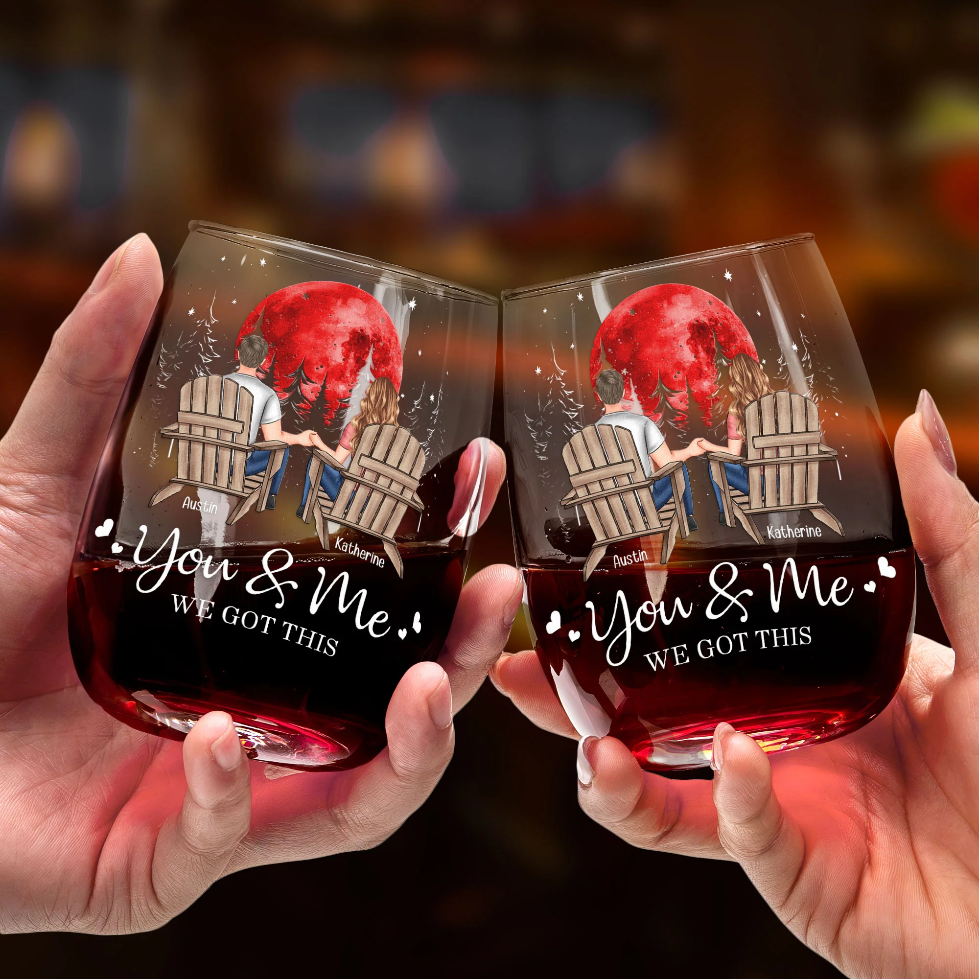 You & Me We Got This - Personalized Stemless Wine Glass - Image 3