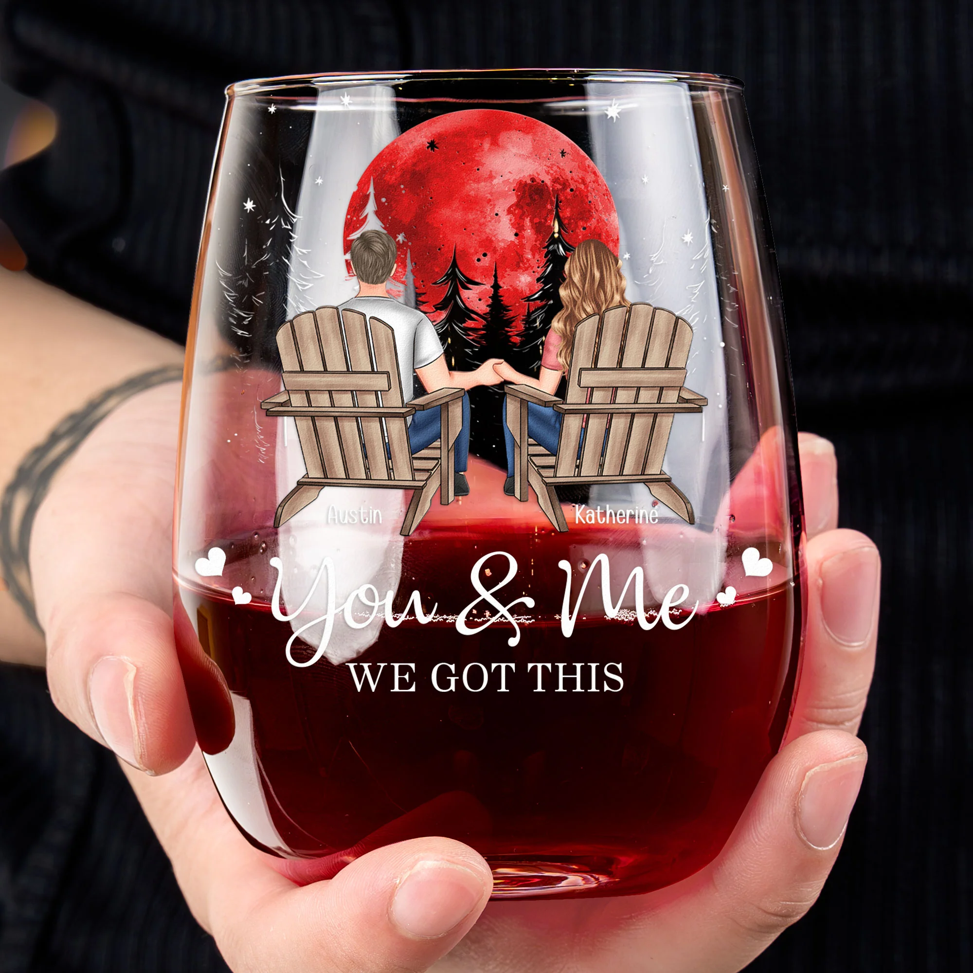You & Me We Got This - Personalized Stemless Wine Glass - Image 4