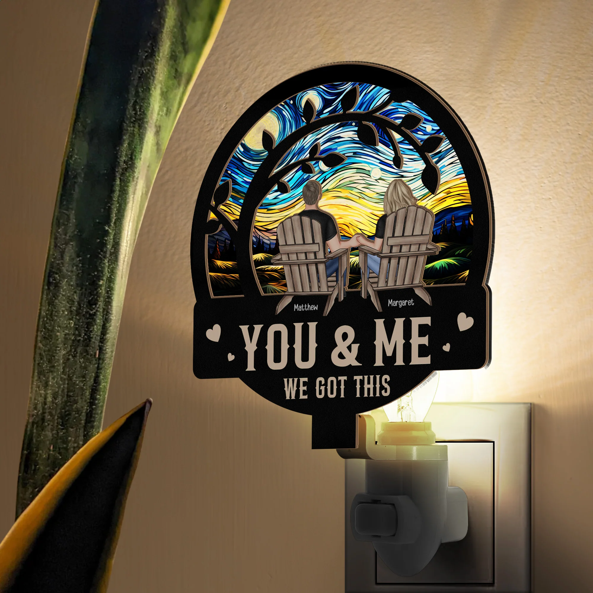 You & Me We Got This - Personalized Wood And Acrylic Night Light - Image 4