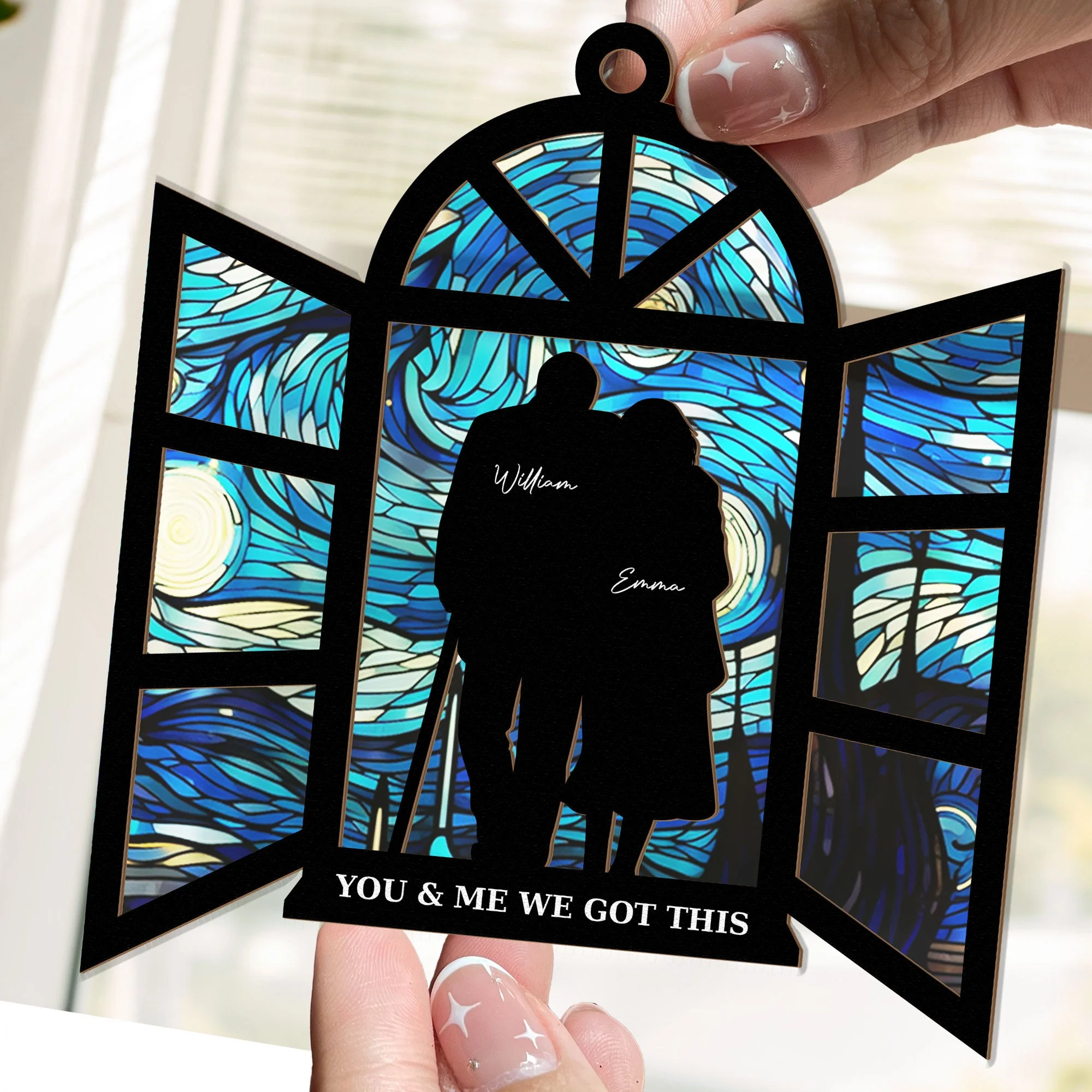 You & Me We Got This Starry Night - Personalized Window Hanging Suncatcher Ornament - Image 4