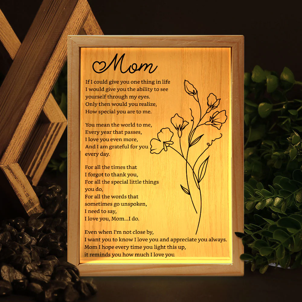 You Mean The World To Me Birthflower Mom Gift - Personalized Frame Light Box - Image 5