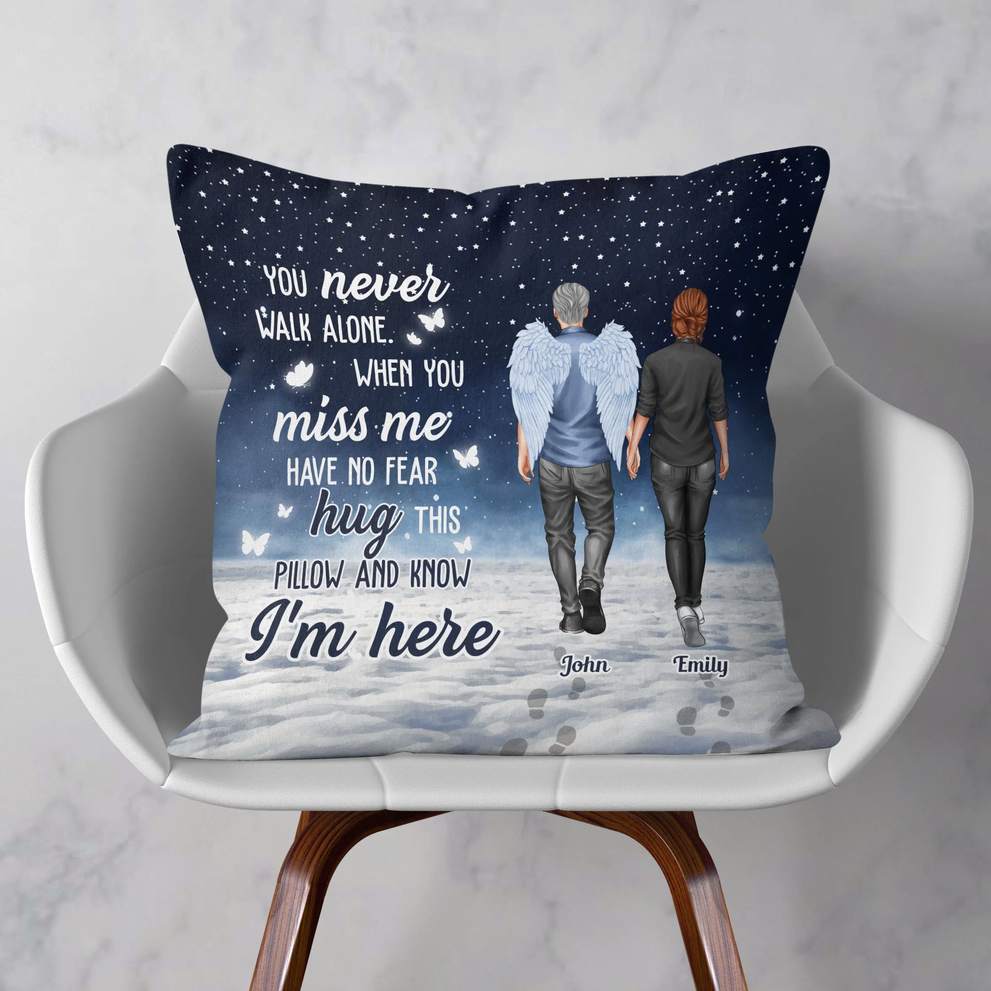 You Never Walk Alone Hug This When You Miss Me - Personalized Pillow (Insert Included) - Image 3