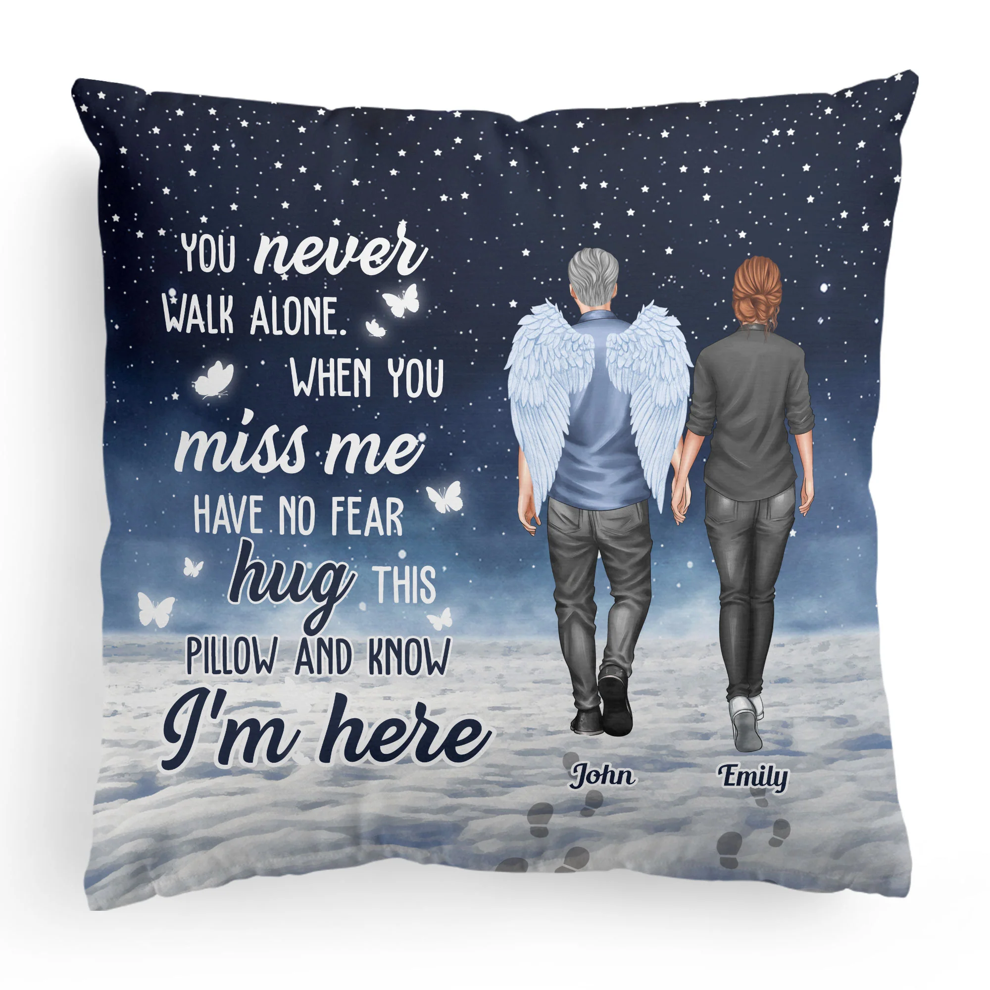You Never Walk Alone Hug This When You Miss Me - Personalized Pillow (Insert Included) - Image 5