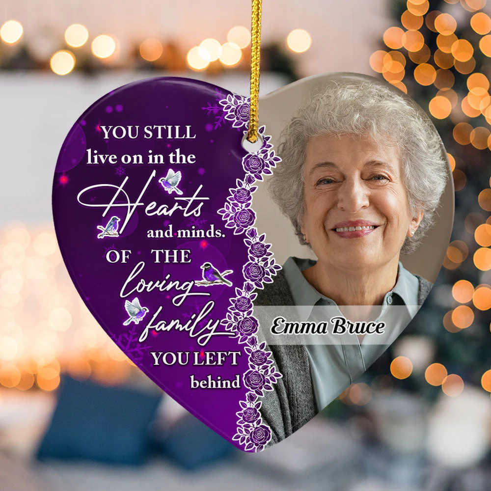 You Still Live On In The Hearts And Minds Ver 2 - Personalized Ceramic Photo Ornament - Image 2