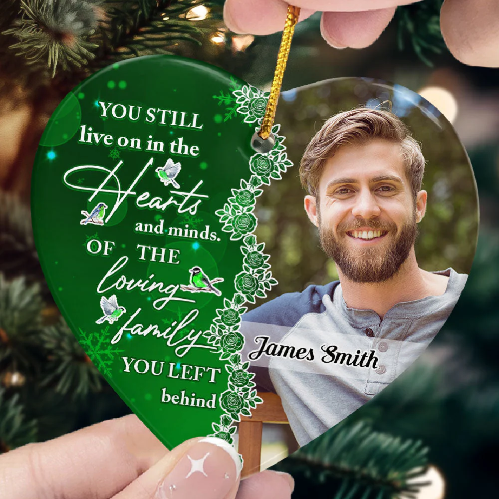 You Still Live On In The Hearts And Minds Ver 2 - Personalized Ceramic Photo Ornament - Image 4