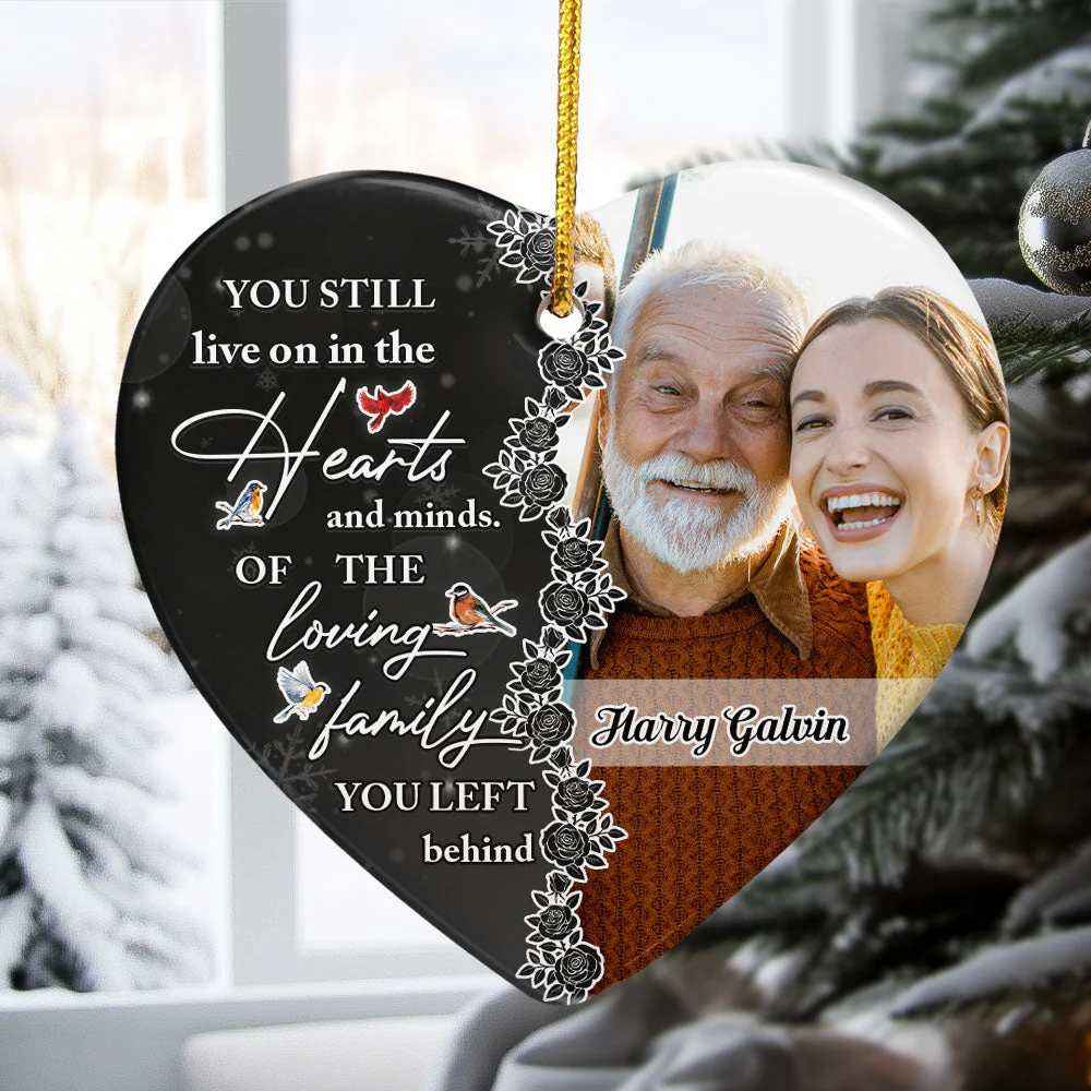You Still Live On In The Hearts And Minds Ver 2 - Personalized Ceramic Photo Ornament - Image 5