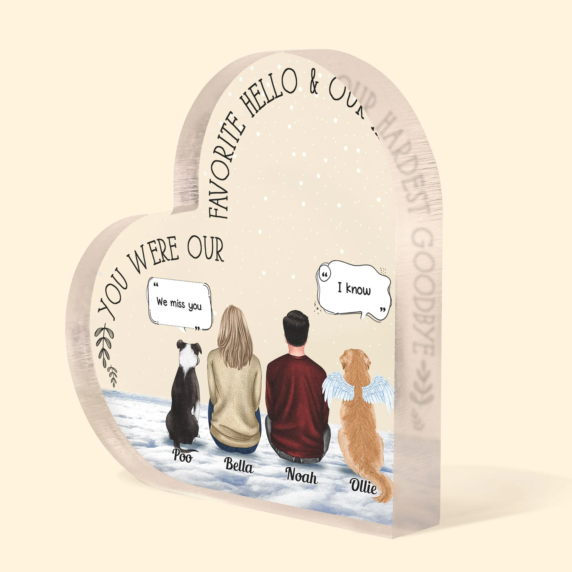 You Were My Favorite Hello And Hardest Goodbye - Personalized Heart Shaped Acrylic Plaque - Image 3