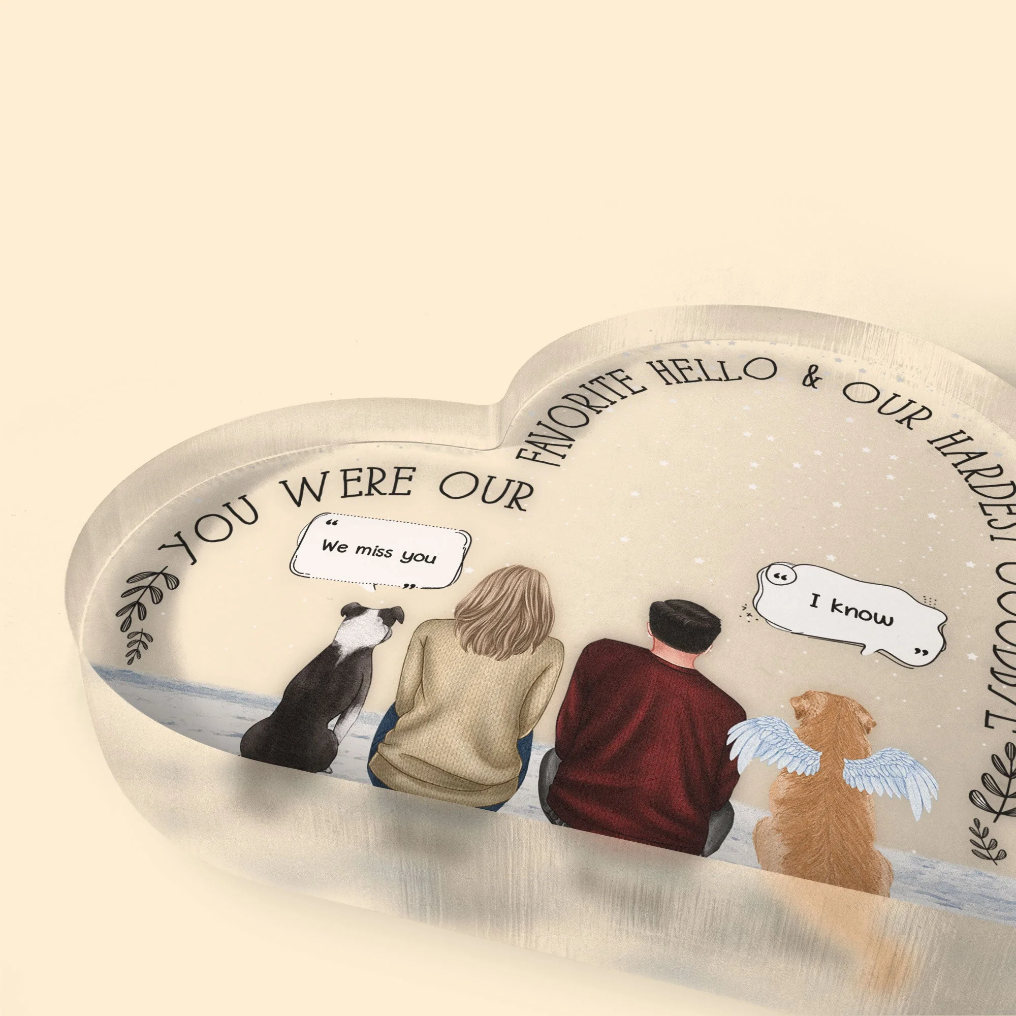 You Were My Favorite Hello And Hardest Goodbye - Personalized Heart Shaped Acrylic Plaque - Image 5