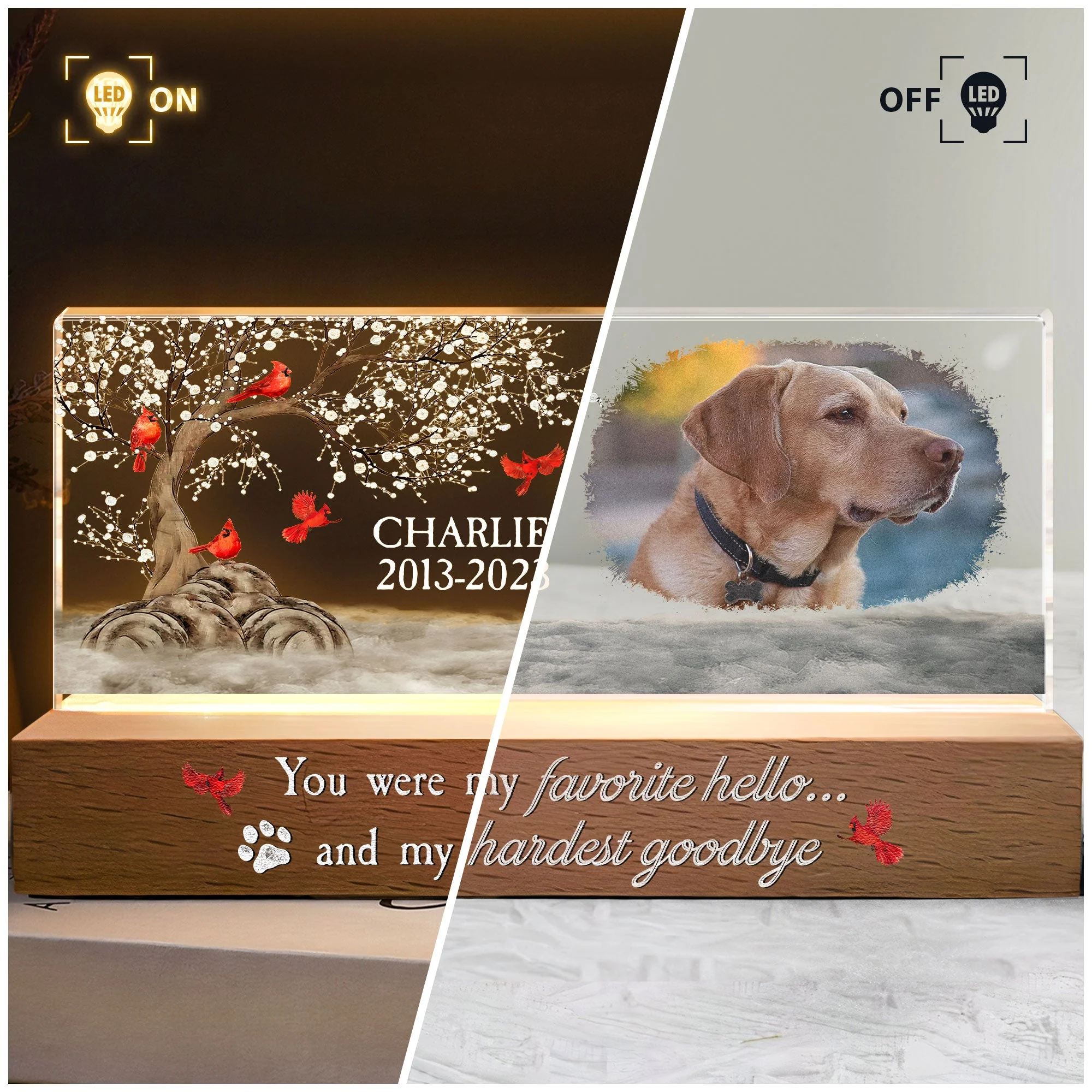 You Were My Favorite Hello And My Hardest Goodbye - Personalized Photo LED Night Light - Image 4