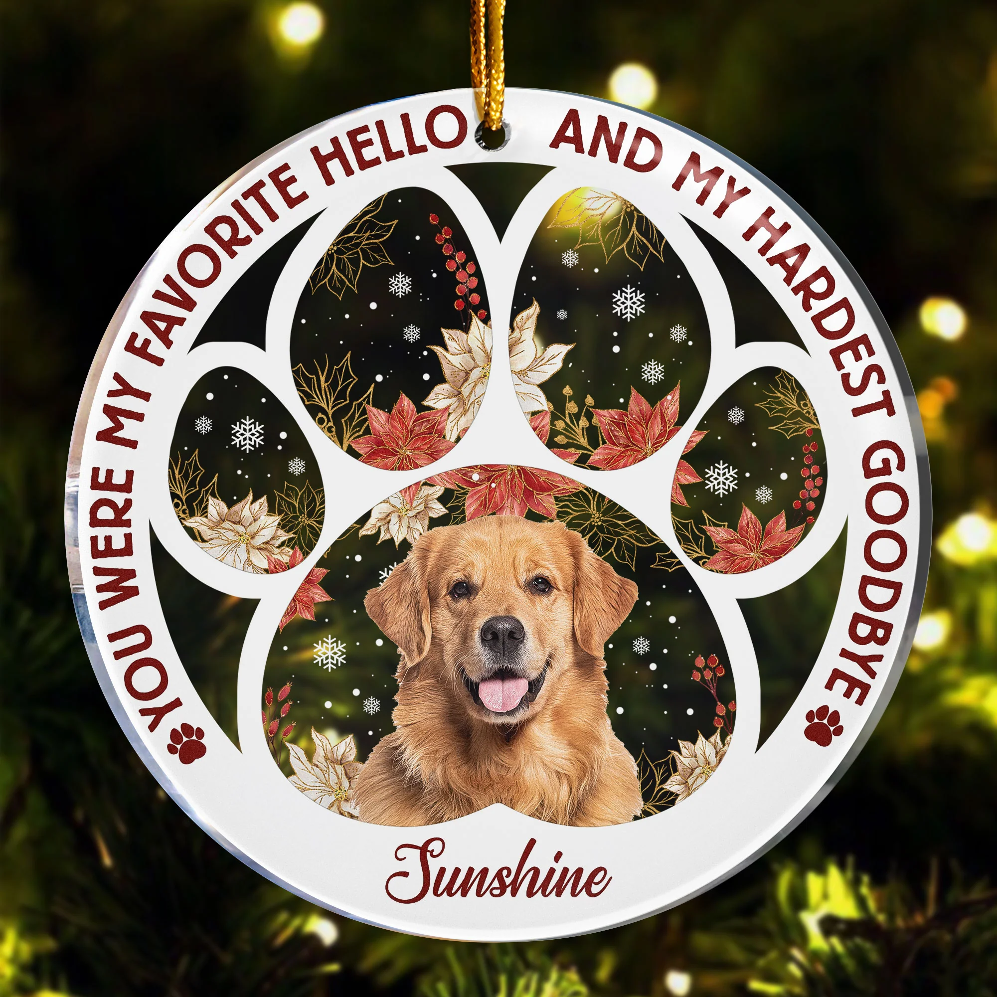 You Were My Favorite Hello & Hardest Goodbye Flowers - Personalized Acrylic Photo Ornament - Image 5