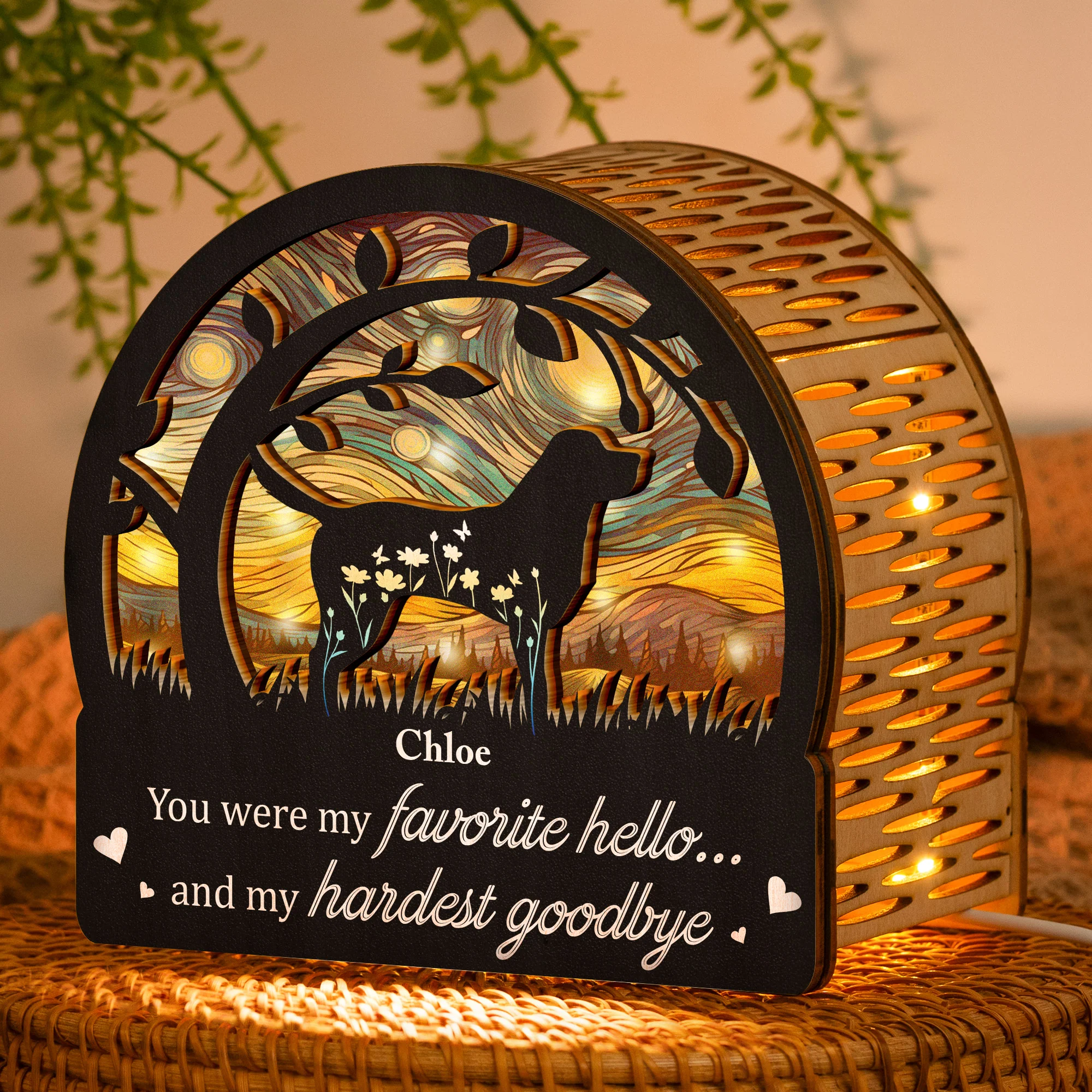 You Were My Favorite Hello & Hardest Goodbye - Personalized Lantern Night Light - Image 2