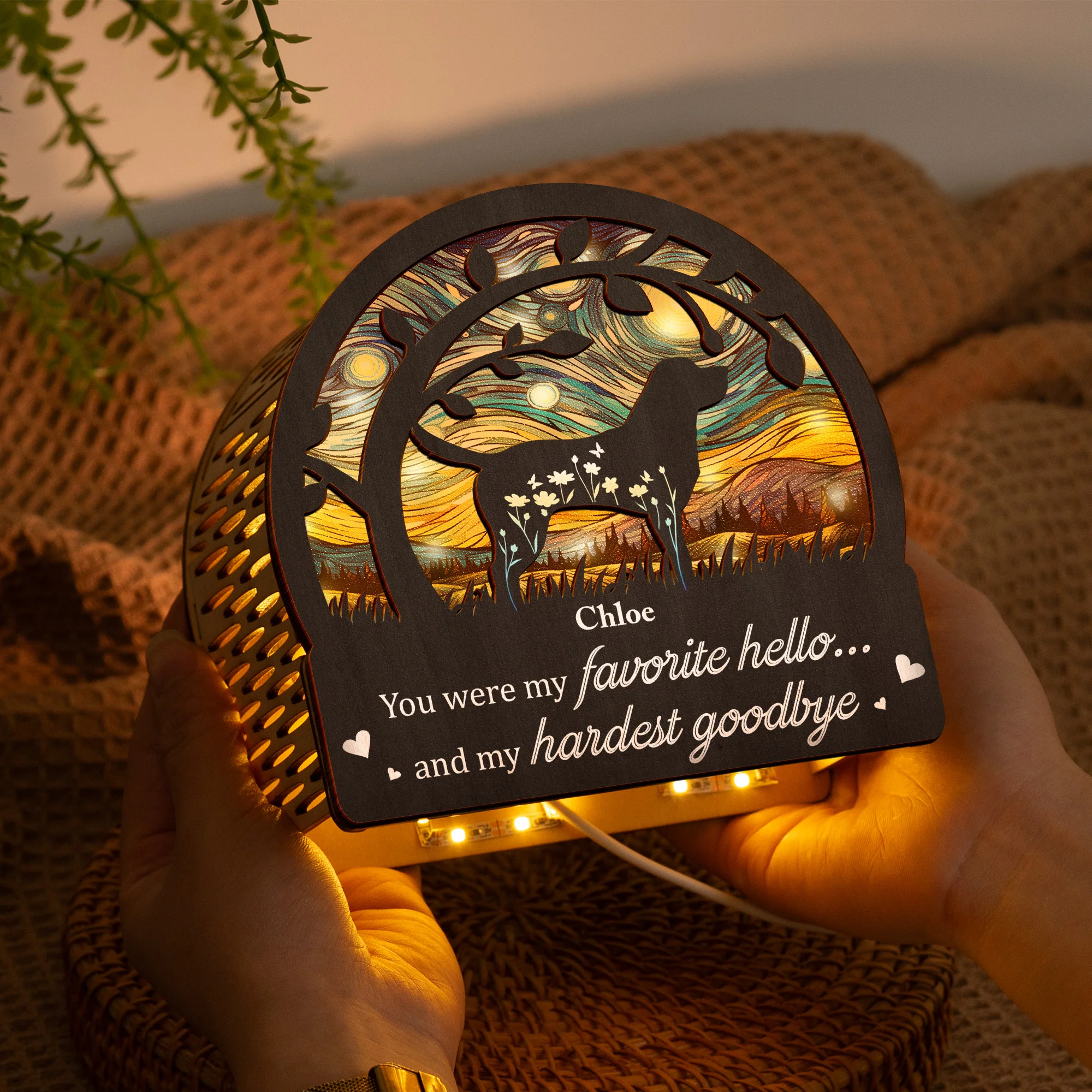 You Were My Favorite Hello & Hardest Goodbye - Personalized Lantern Night Light - Image 3