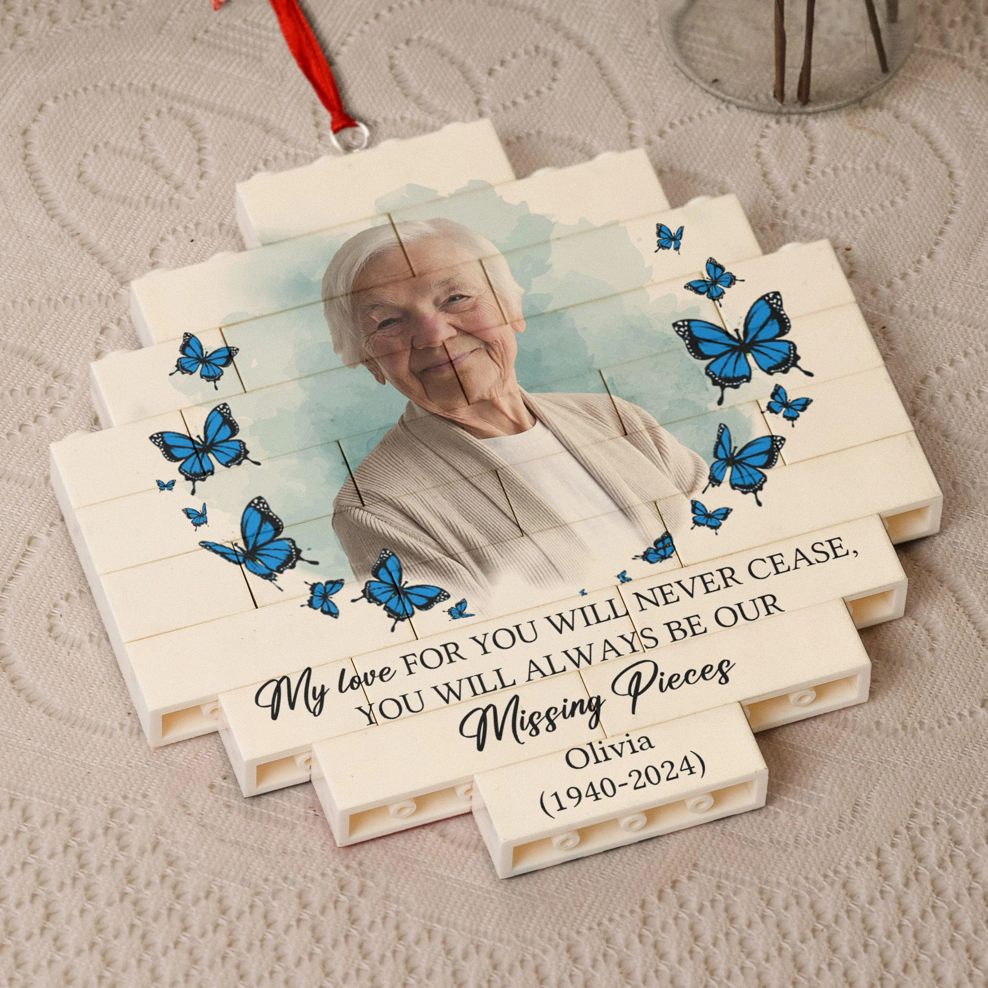 You Will Always Be My Missing Piece Memorial Gifts - Personalized Buildable Christmas Photo Ornament - Image 4