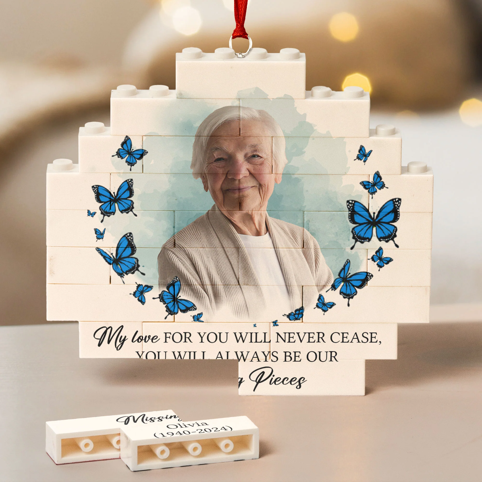 You Will Always Be My Missing Piece Memorial Gifts - Personalized Buildable Christmas Photo Ornament - Image 6