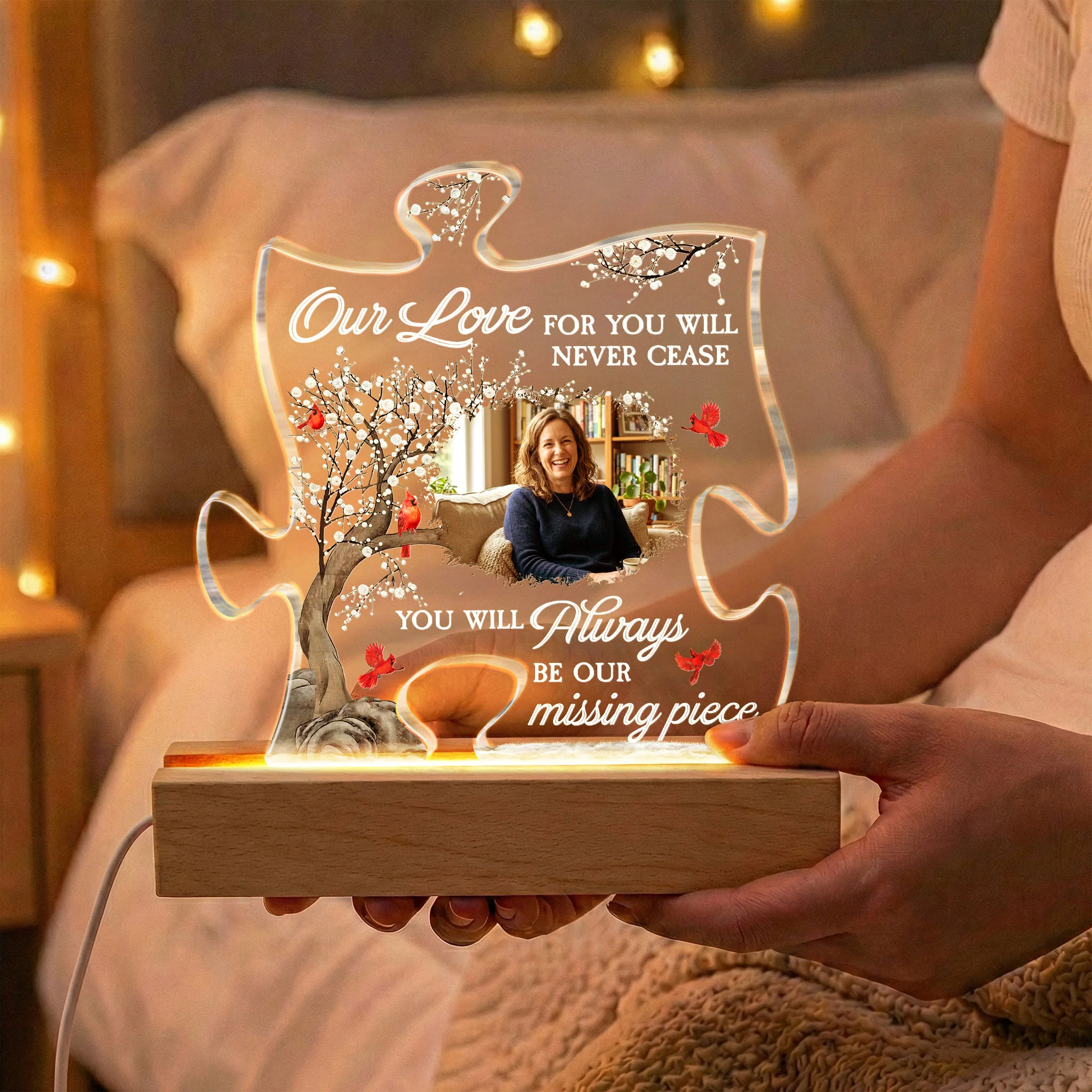 You Will Always Be Our Missing Piece Memorial Gift - Personalized Night Light - Image 2