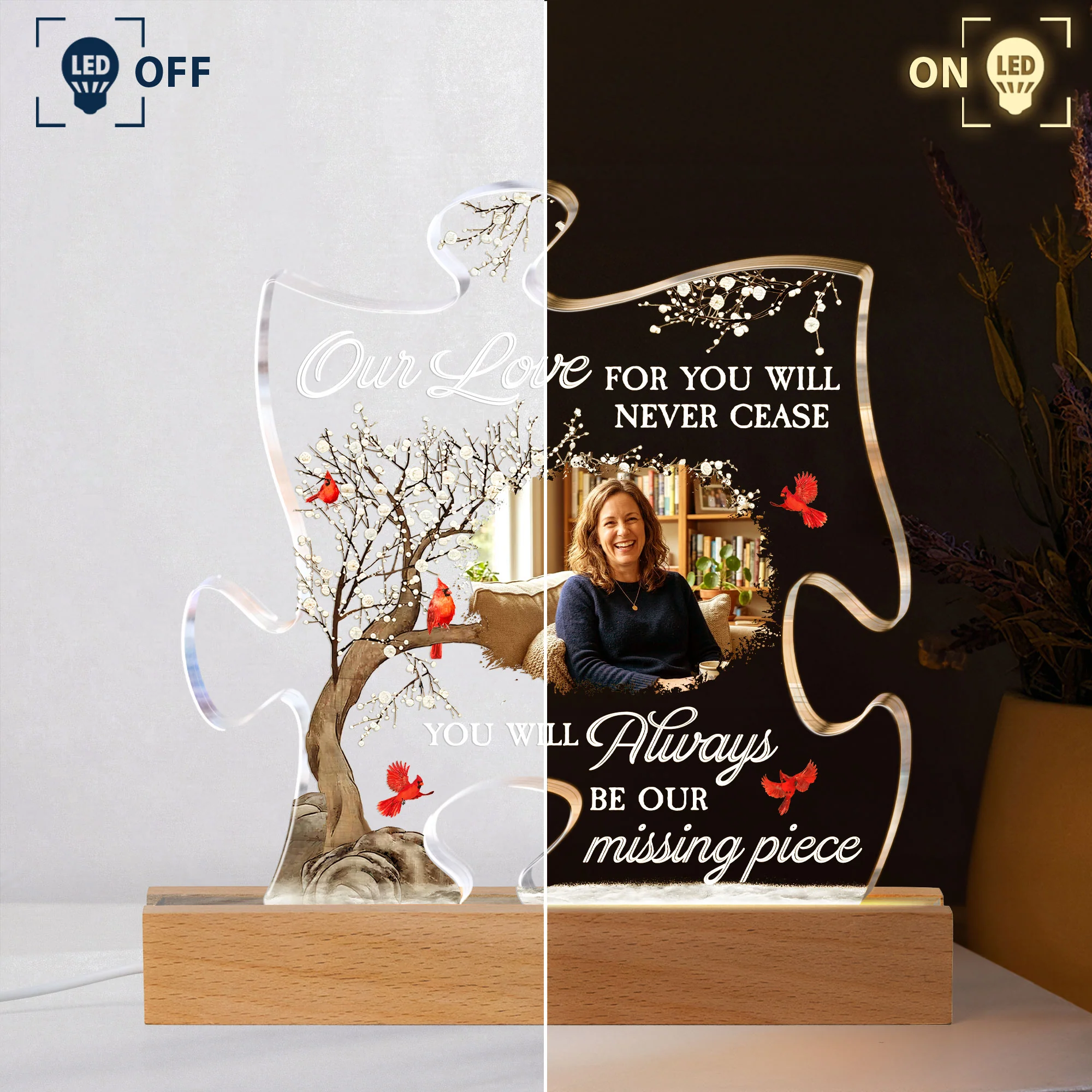 You Will Always Be Our Missing Piece Memorial Gift - Personalized Night Light - Image 4