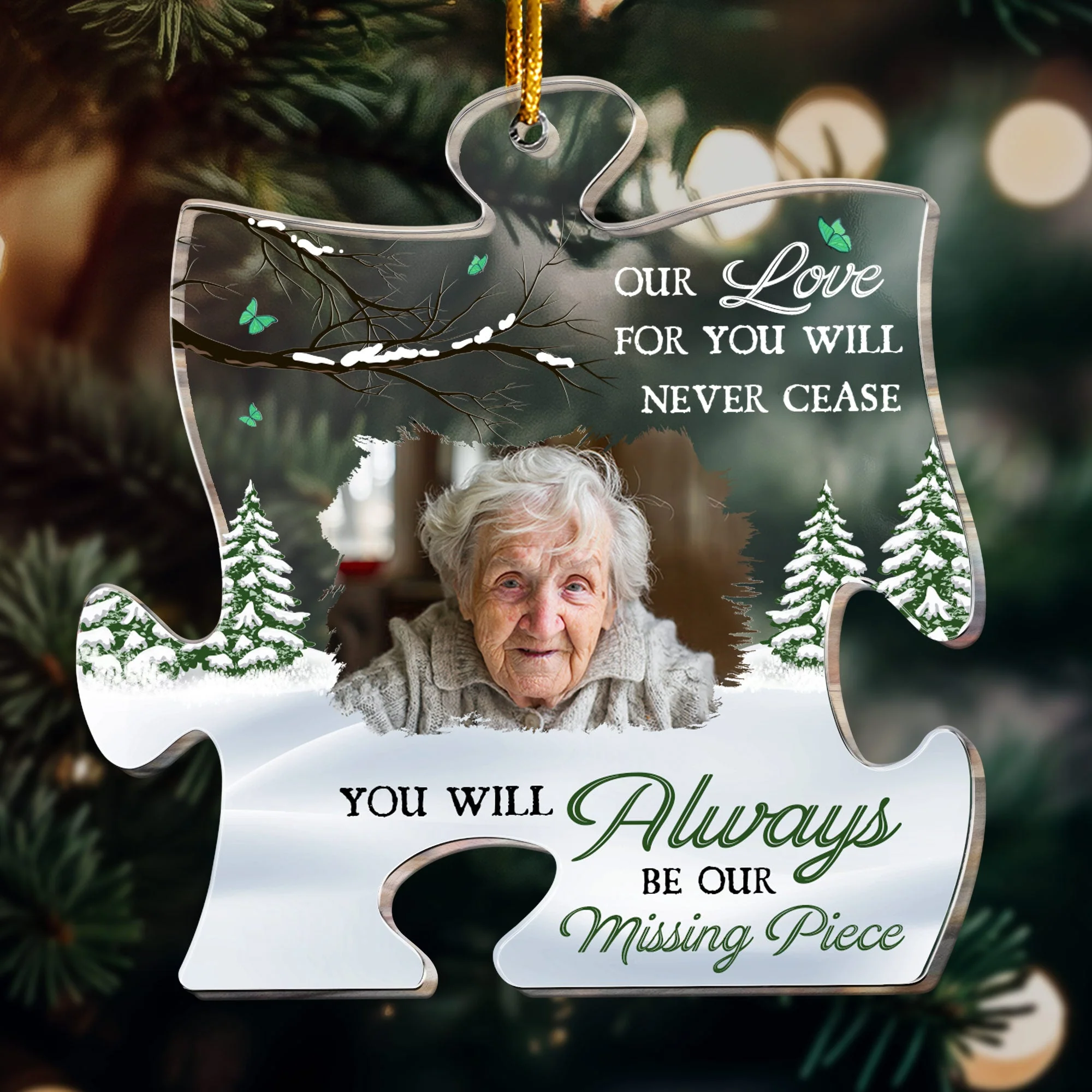 You Will Always Be Our Missing Piece - Personalized Acrylic Photo Ornament - Image 2