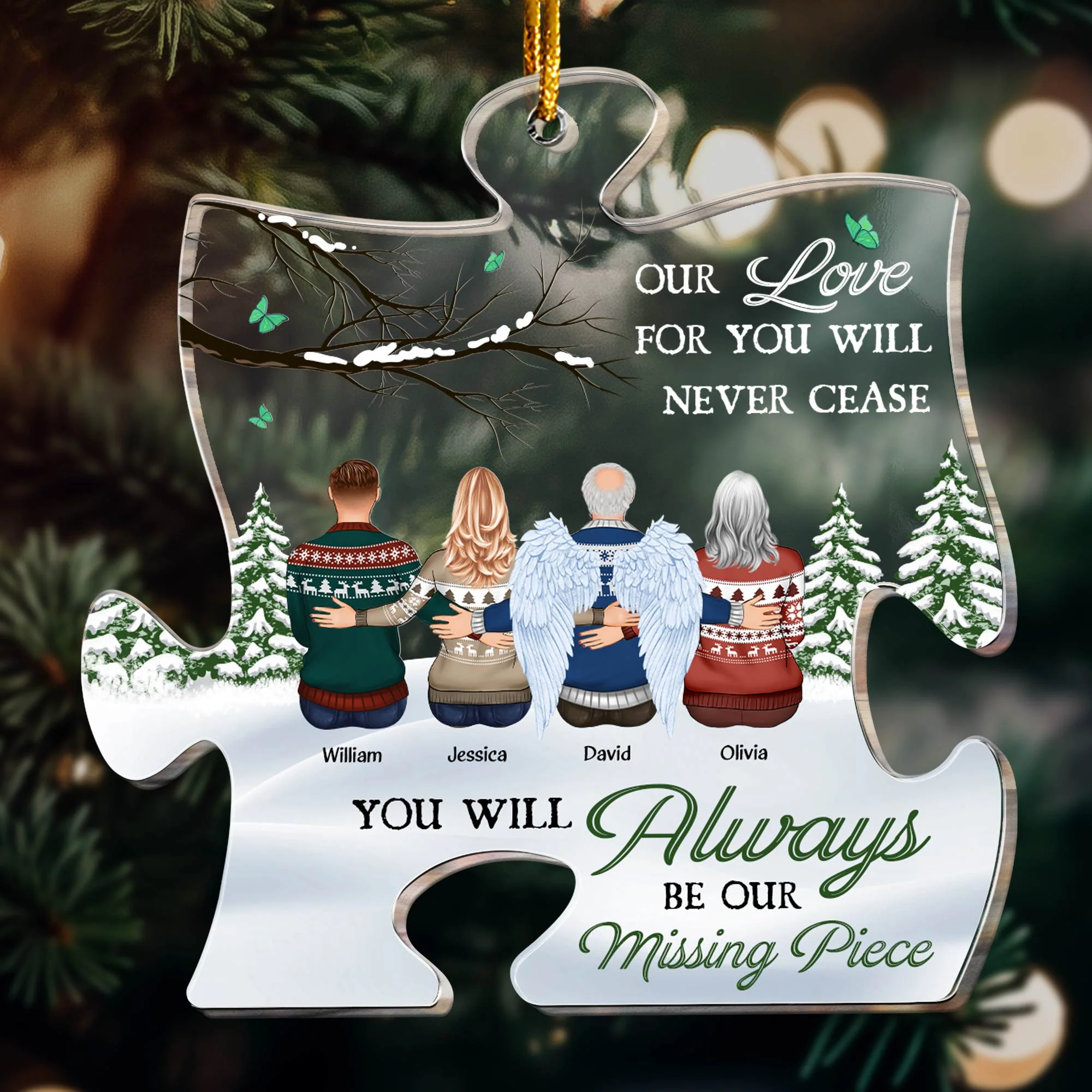 You Will Always Be Our Missing Piece - Personalized Piece Shaped Acrylic Ornament