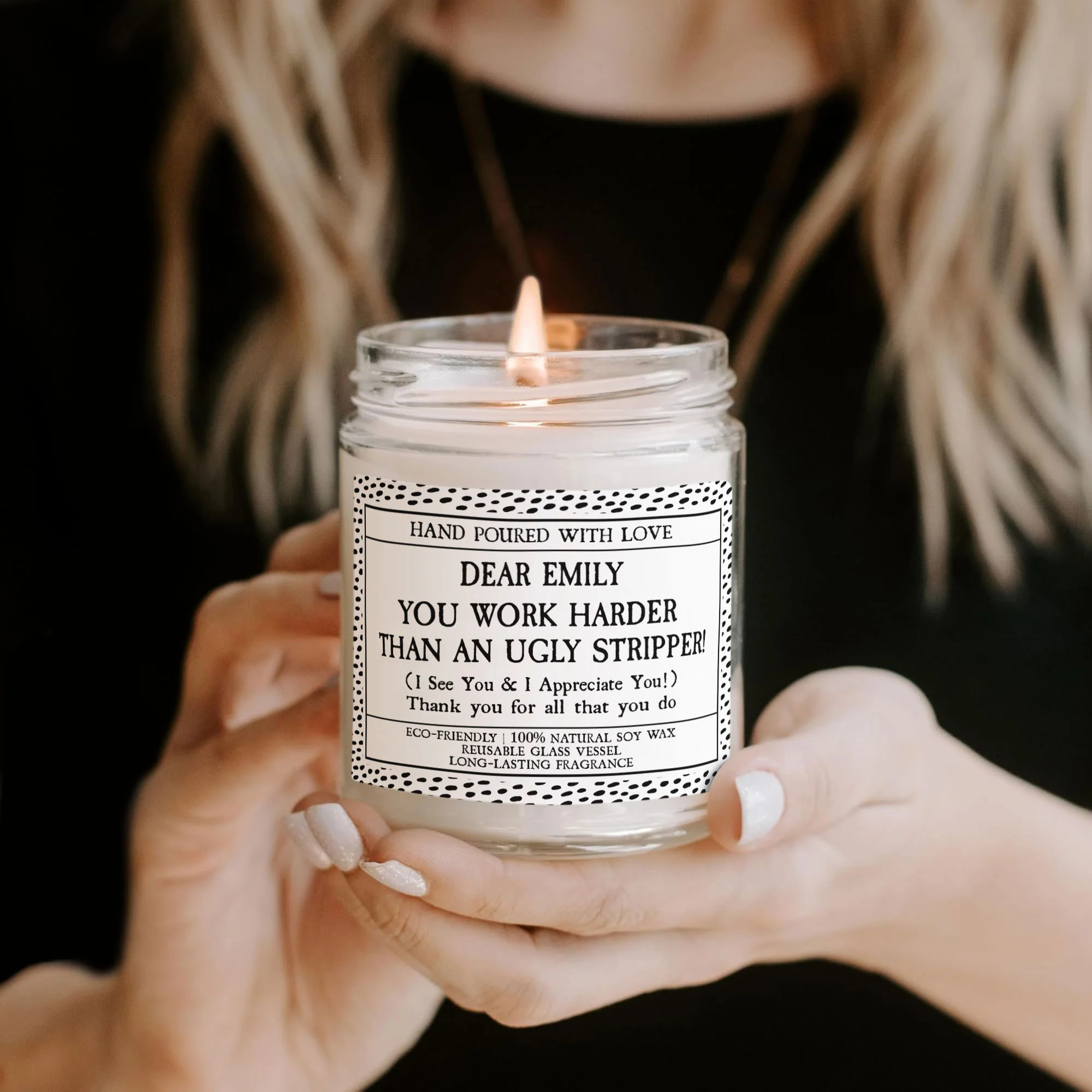 You Work Harder Than An Ugly Stripper - Funny Thank You Gifts For Coworkers, Employees - Personalized Scented Soy Candle - Image 2
