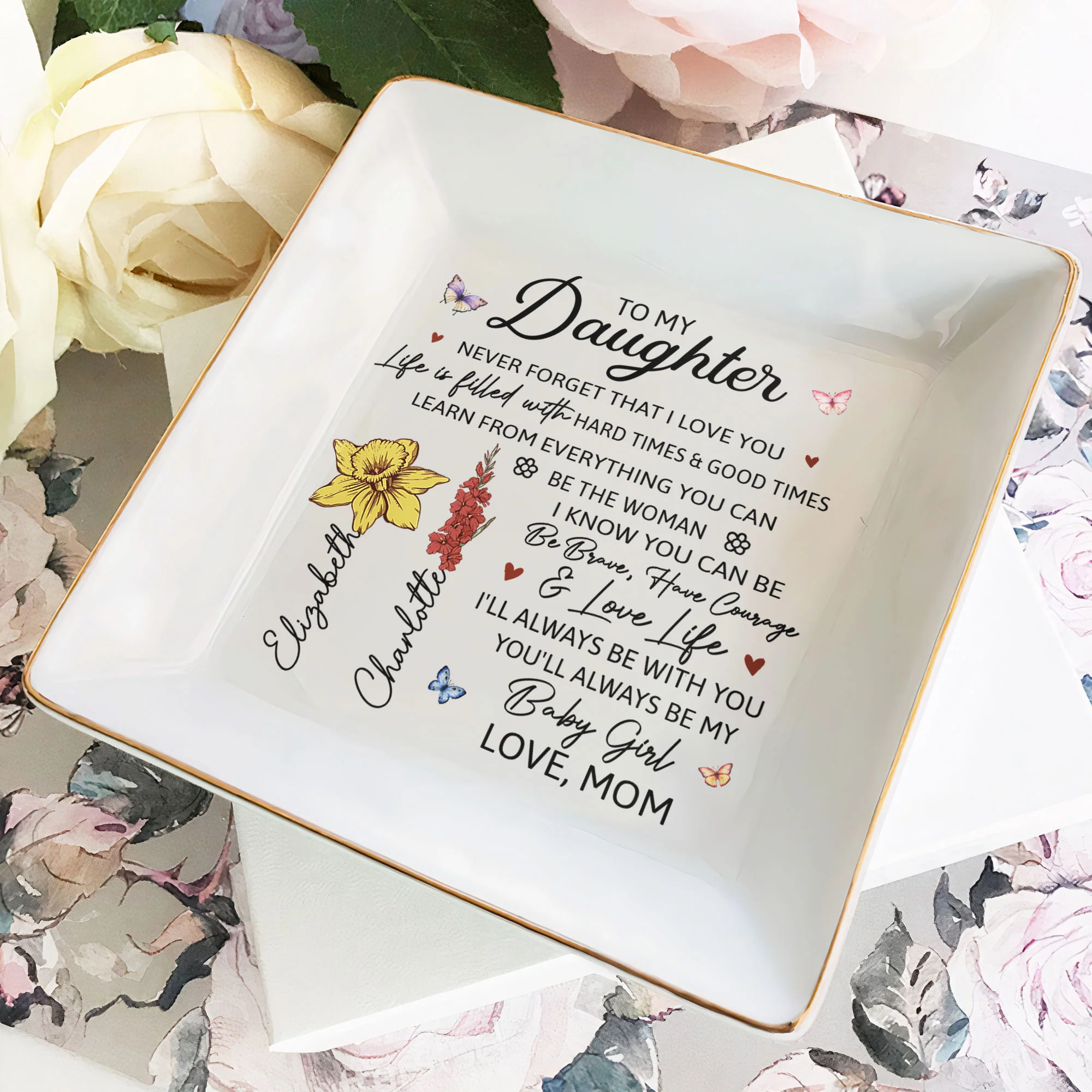 You'll Always Be My Baby Girl - Gifts For Daughter From Mom - Personalized Jewelry Dish - Image 2