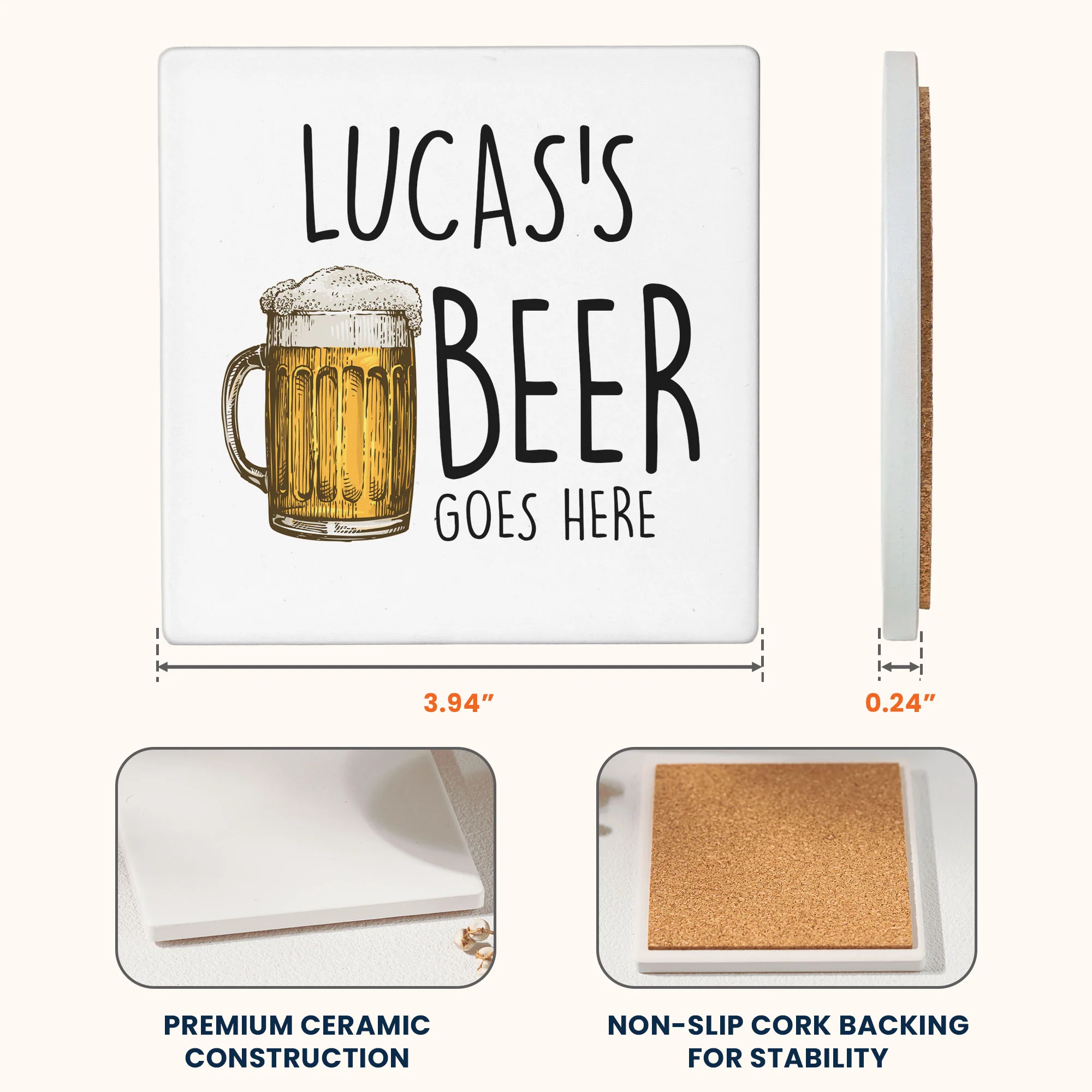 Your Drink Here - Personalized Ceramic Coaster - Image 10