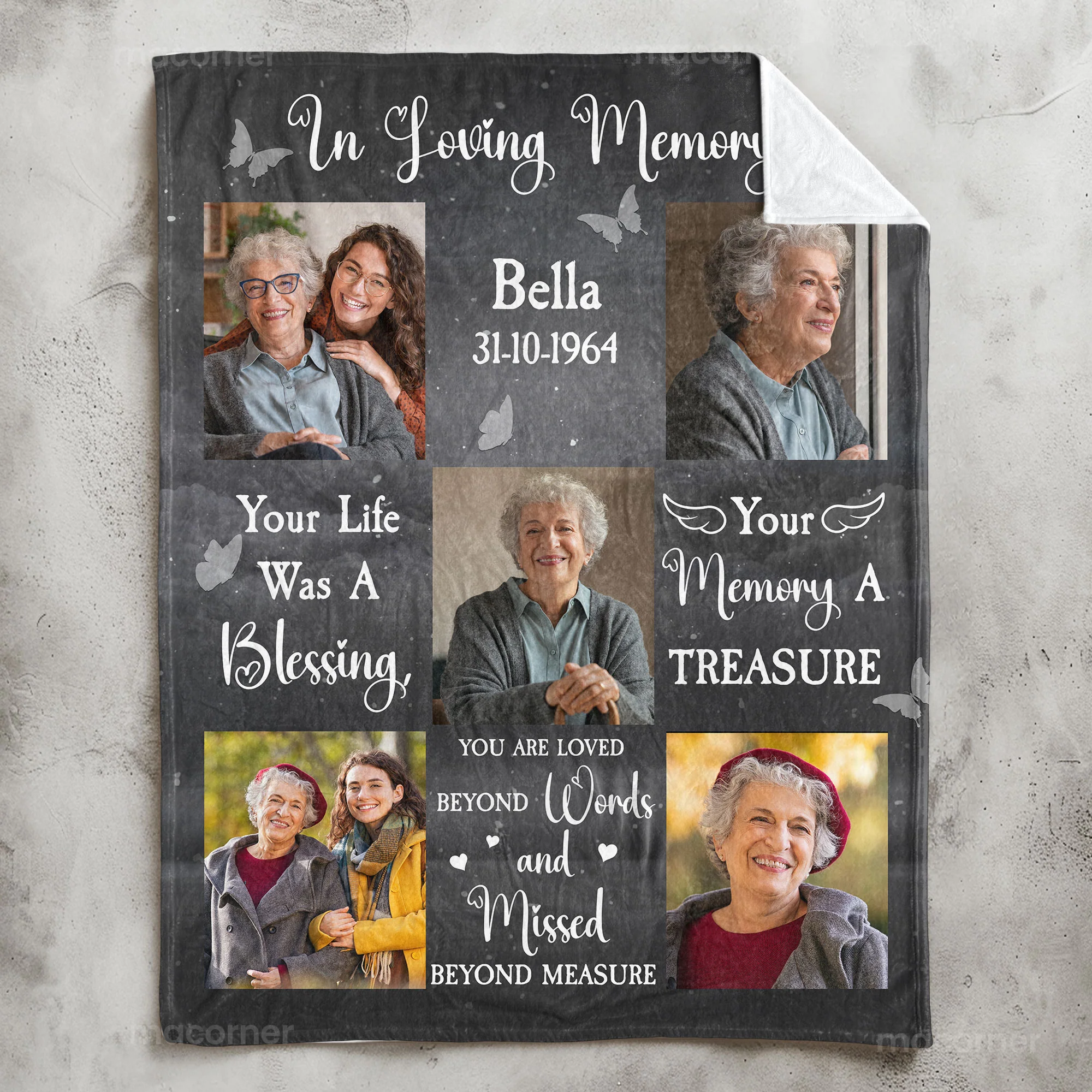 Your Life Was A Blessing In Loving Memory Of Loved Ones - Personalized Photo Blanket - Image 2