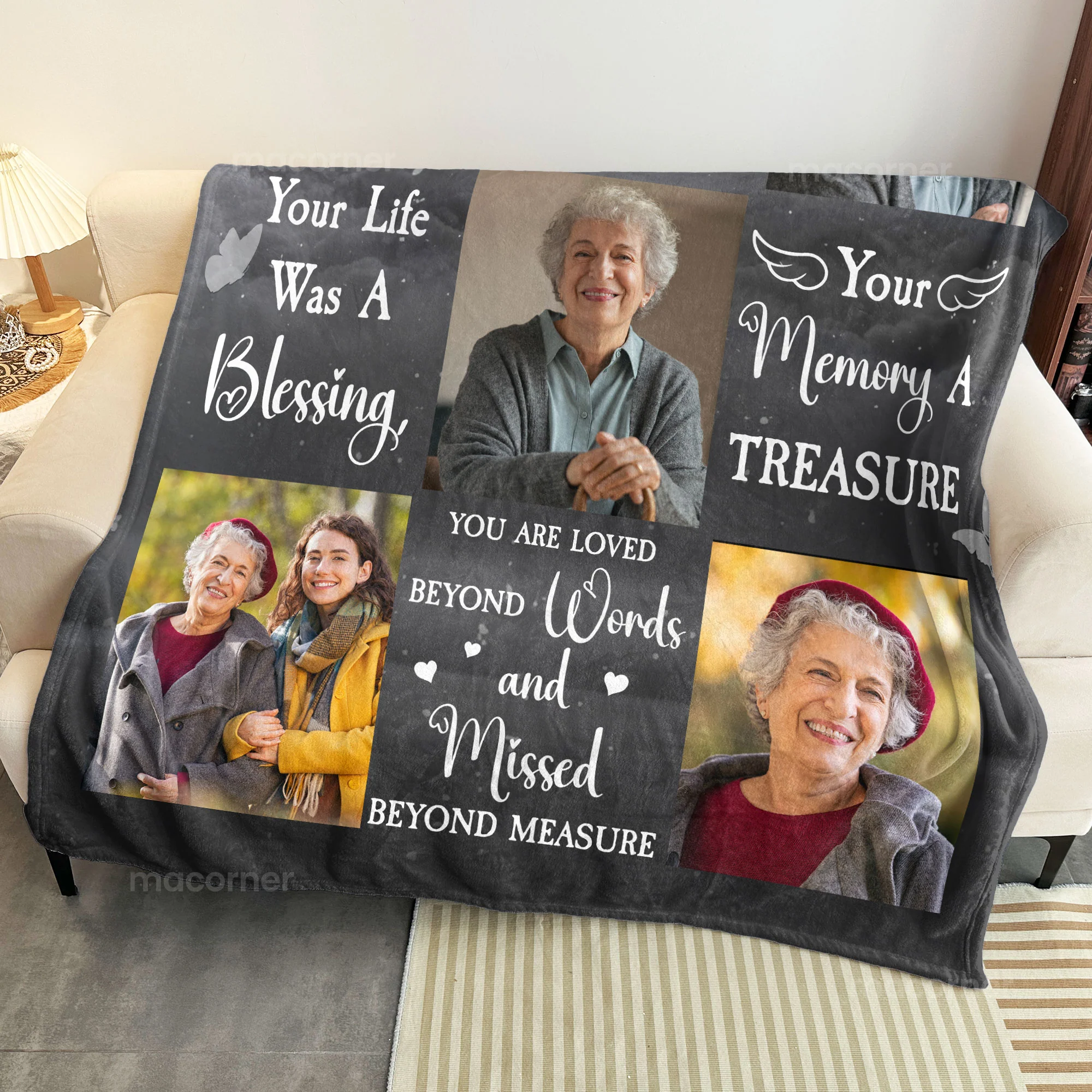 Your Life Was A Blessing In Loving Memory Of Loved Ones - Personalized Photo Blanket - Image 5