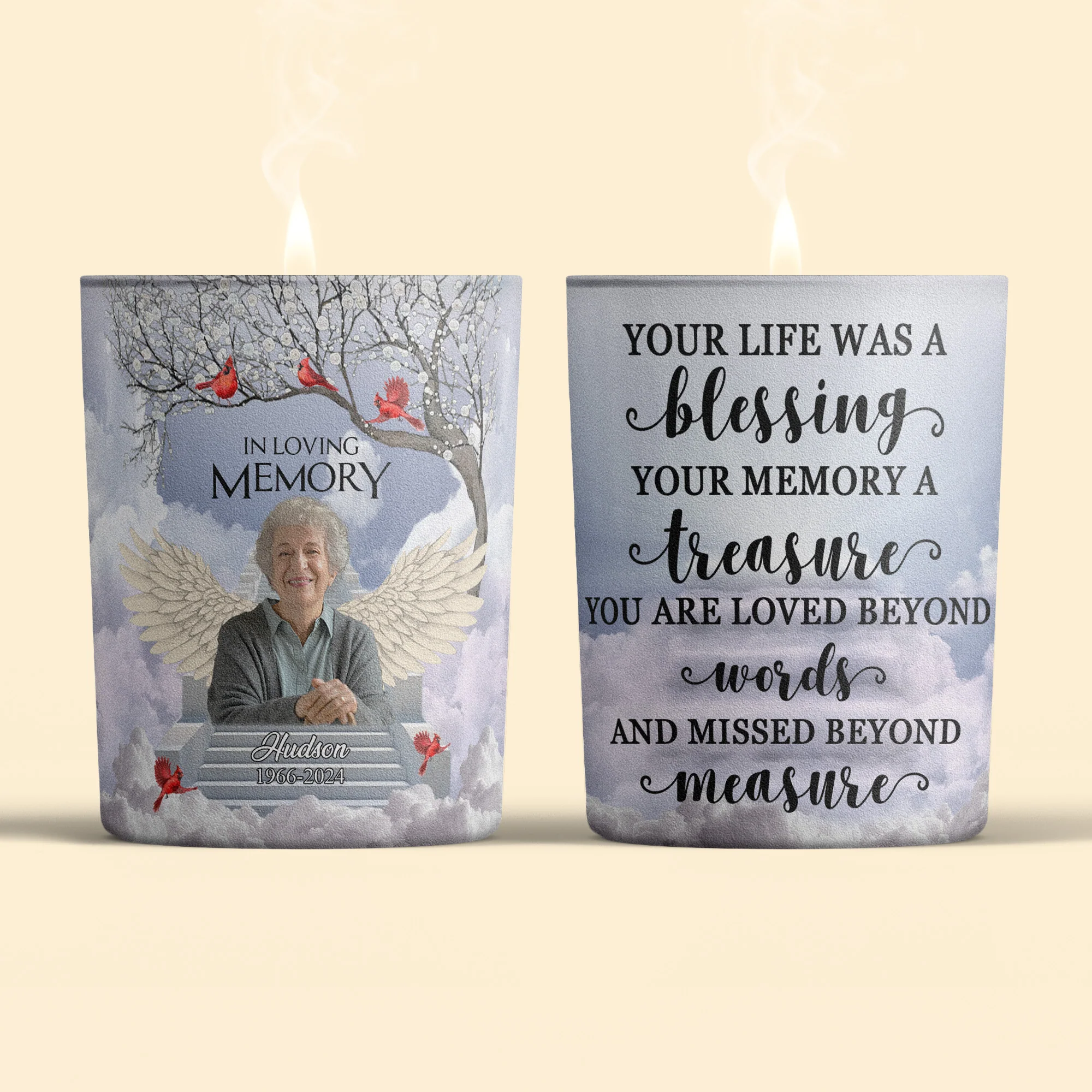 Your Life Was A Blessing - Personalized Photo Candle - Image 5