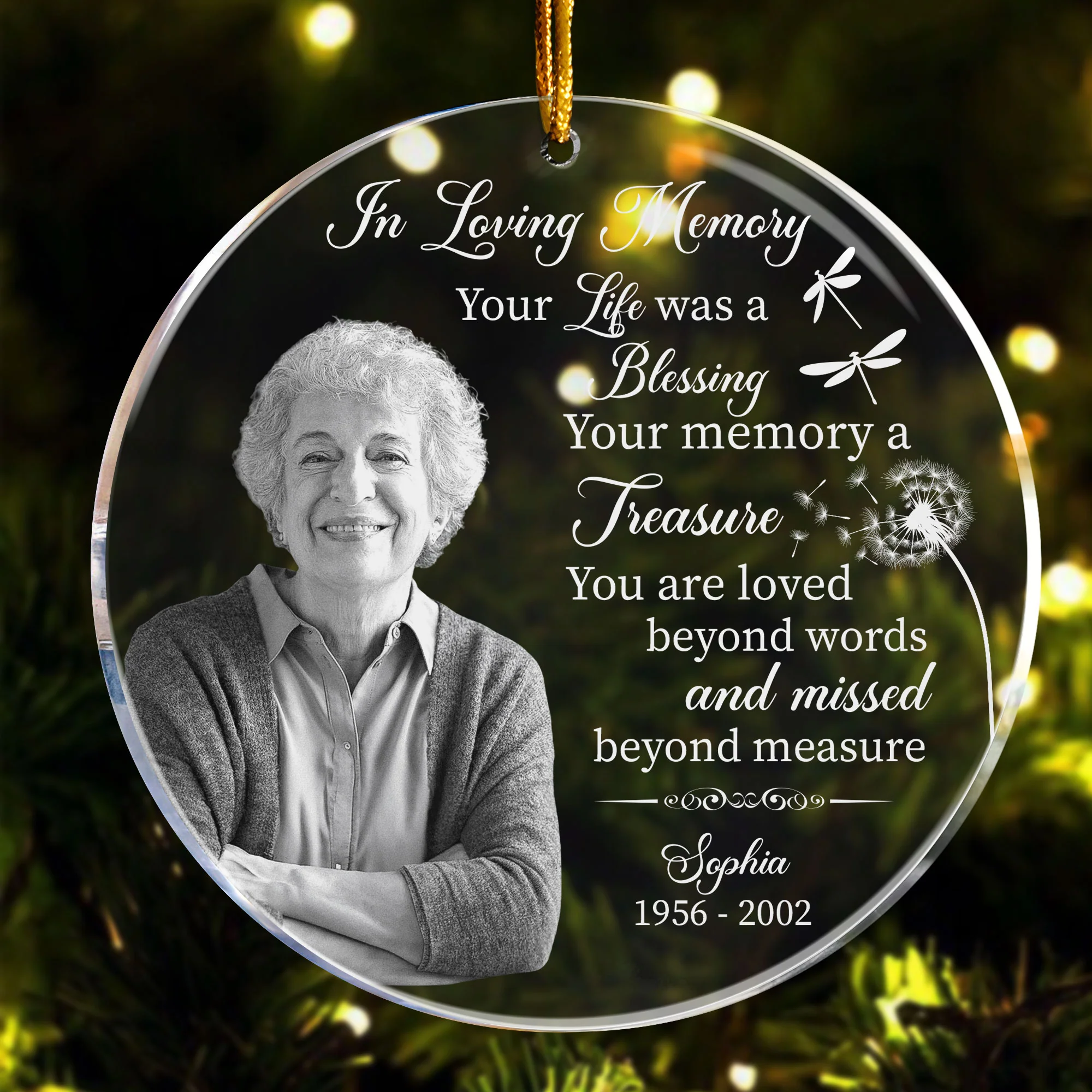 Your Life Was A Blessing Your Memory A Treasure - Personalized Acrylic Photo Ornament - Image 4