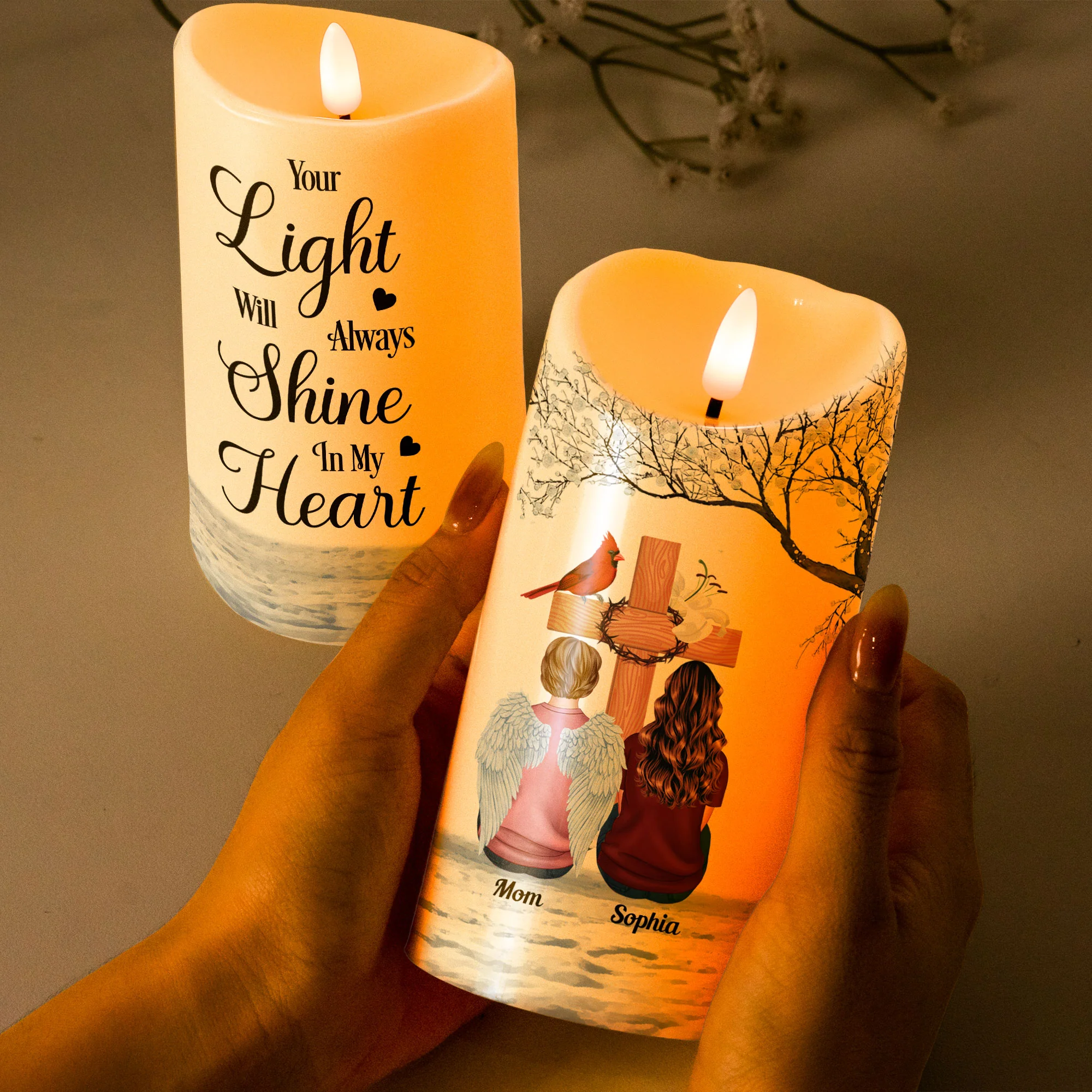 Your Light Will Always Shine In My Heart - Personalized LED Candle - Image 3