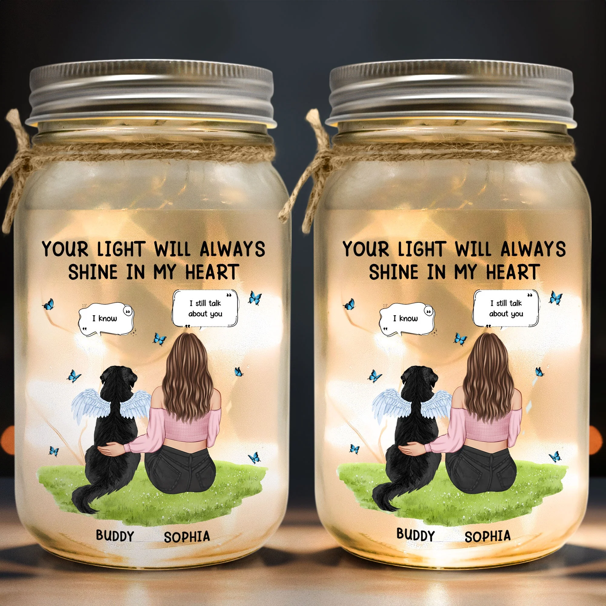 Your Light Will Always Shine In My Heart - Personalized Mason Jar Light - Image 2