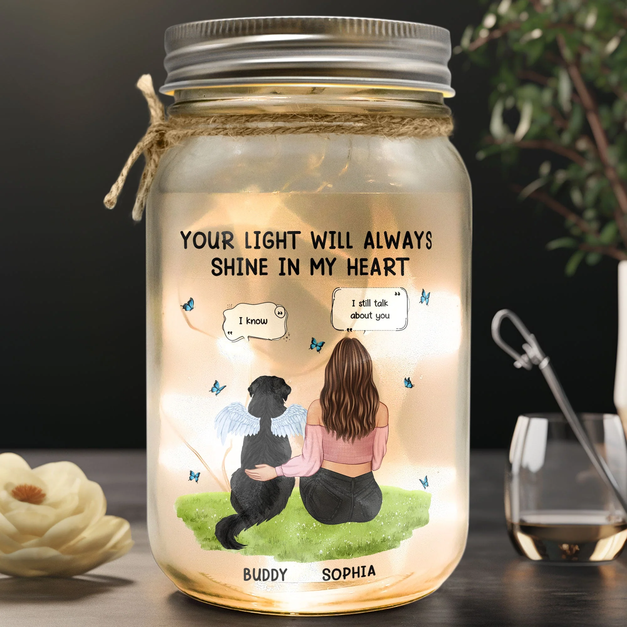 Your Light Will Always Shine In My Heart - Personalized Mason Jar Light - Image 3