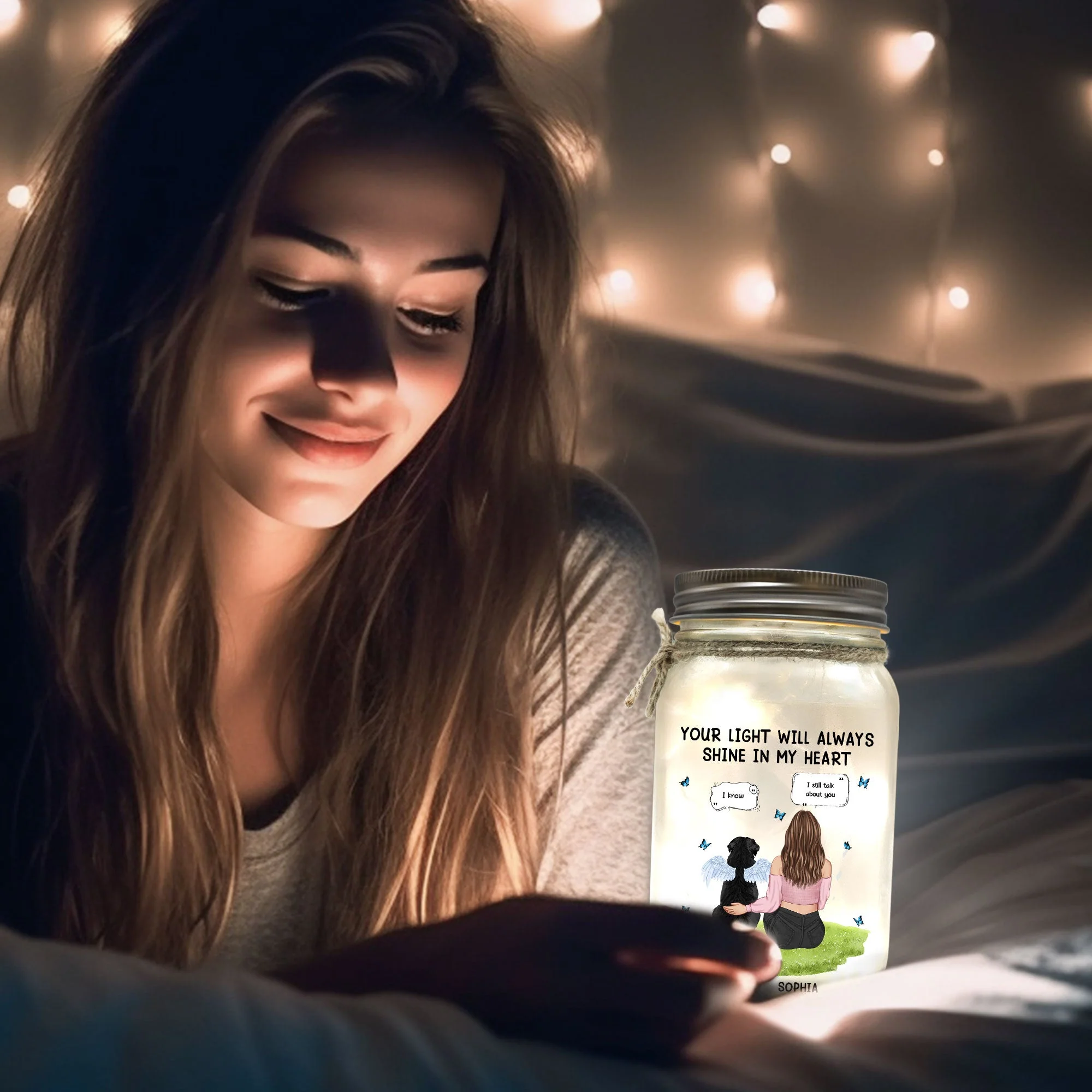Your Light Will Always Shine In My Heart - Personalized Mason Jar Light - Image 7