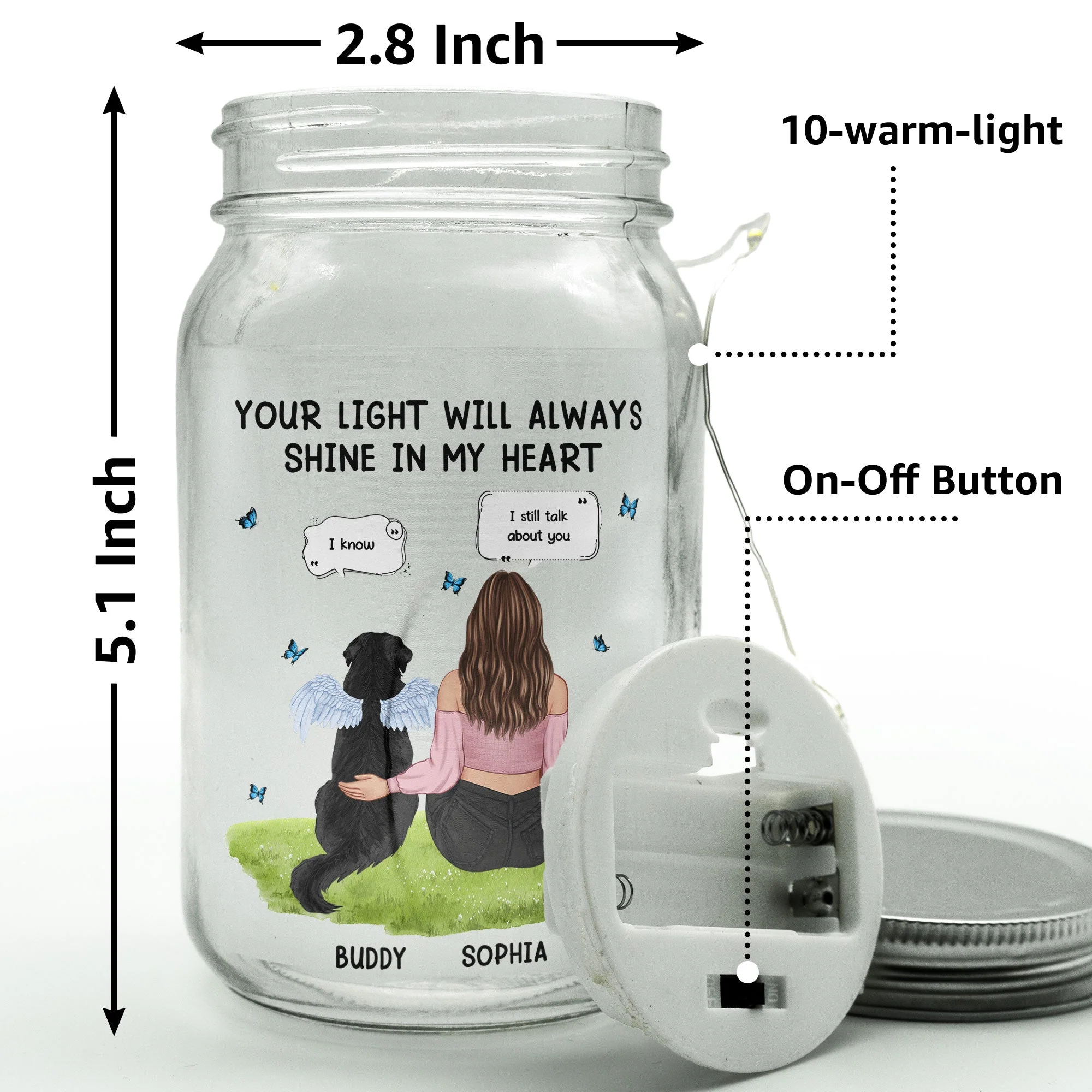 Your Light Will Always Shine In My Heart - Personalized Mason Jar Light - Image 8