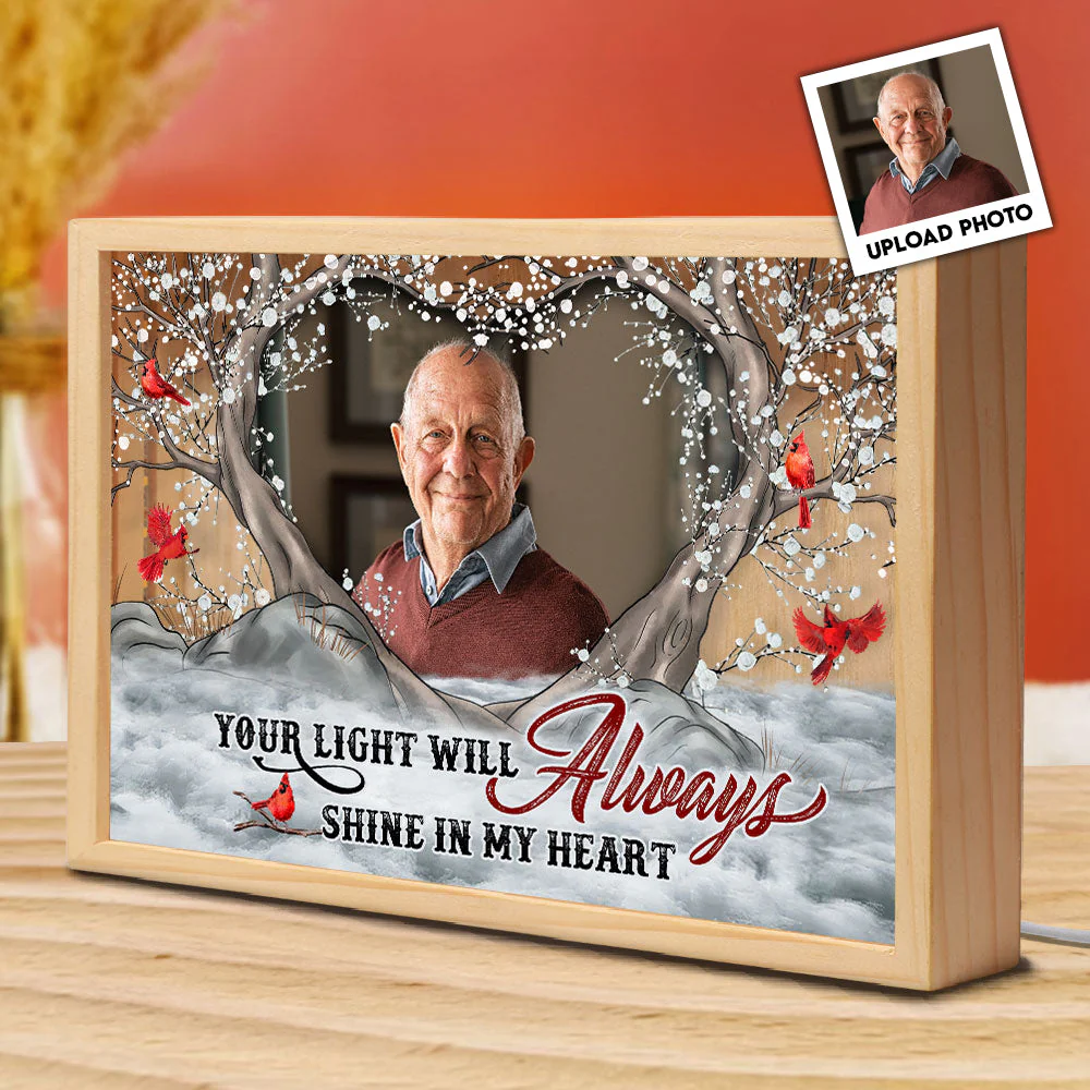 Your Light Will Always Shine In My Heart - Personalized Photo Frame Light Box - Image 2